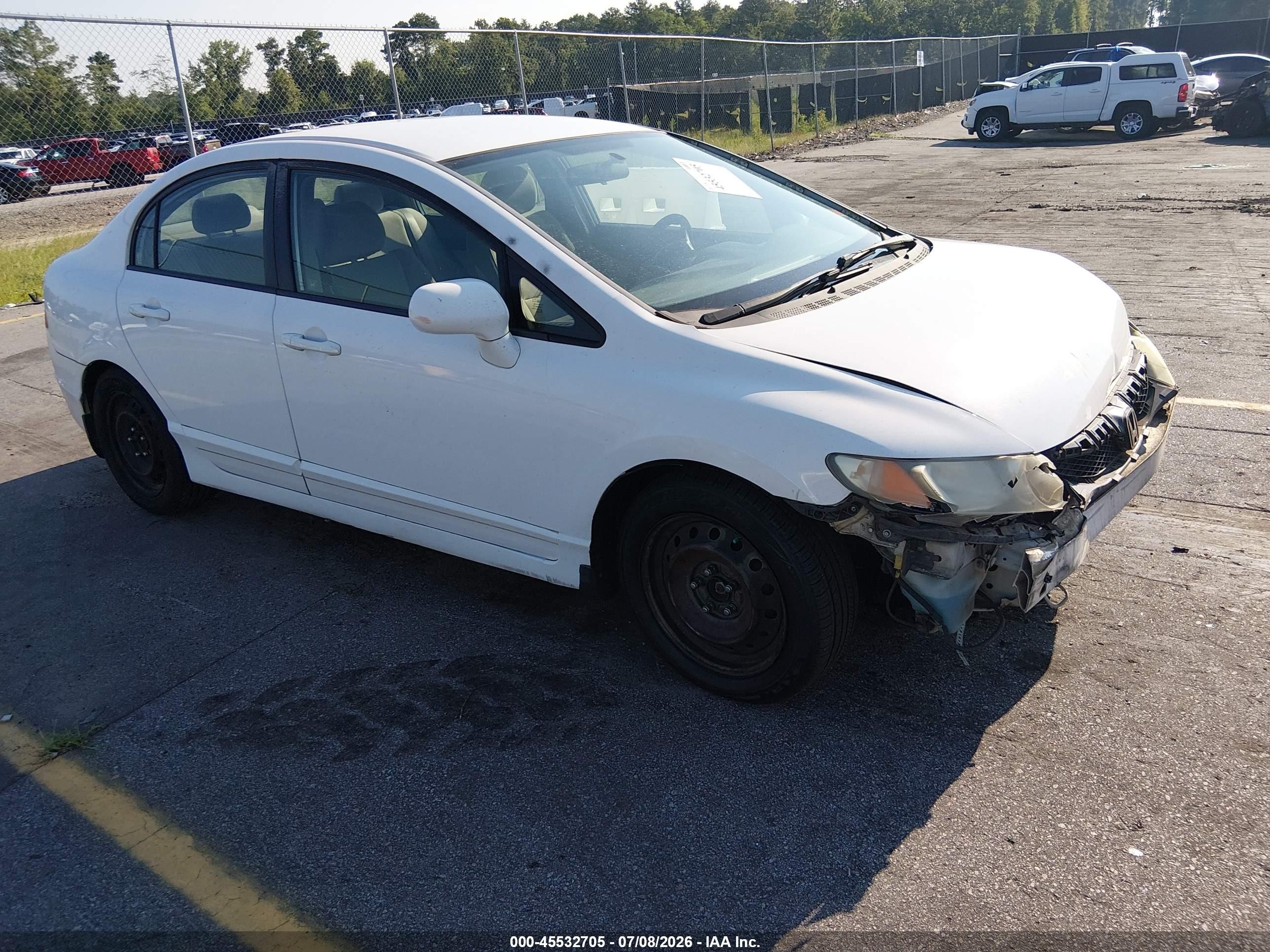 2010 Honda Civic Lx White vin: 2HGFA1F59AH547640