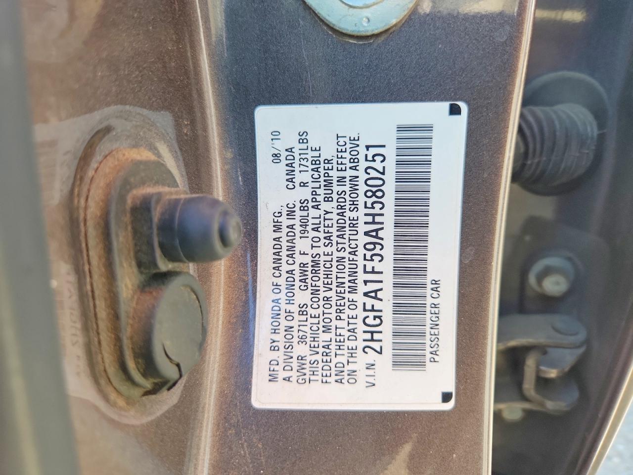 2010 Honda Civic Lx Gray vin: 2HGFA1F59AH580251