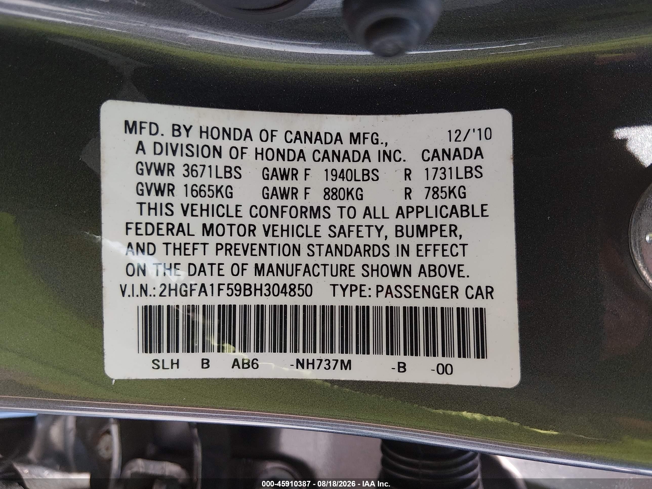 2011 Honda Civic Lx Gray vin: 2HGFA1F59BH304850
