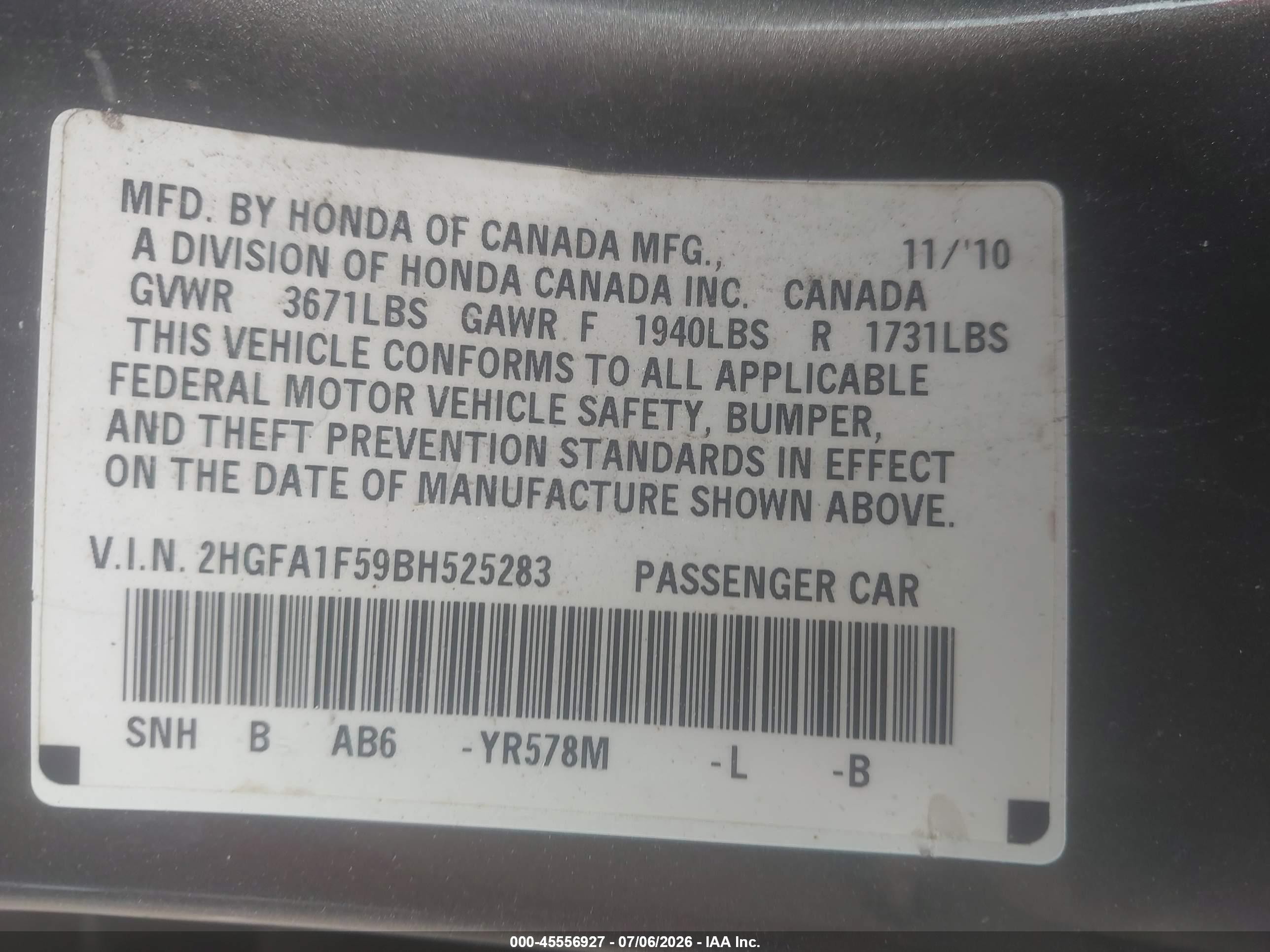 2011 Honda Civic Lx Brown vin: 2HGFA1F59BH525283