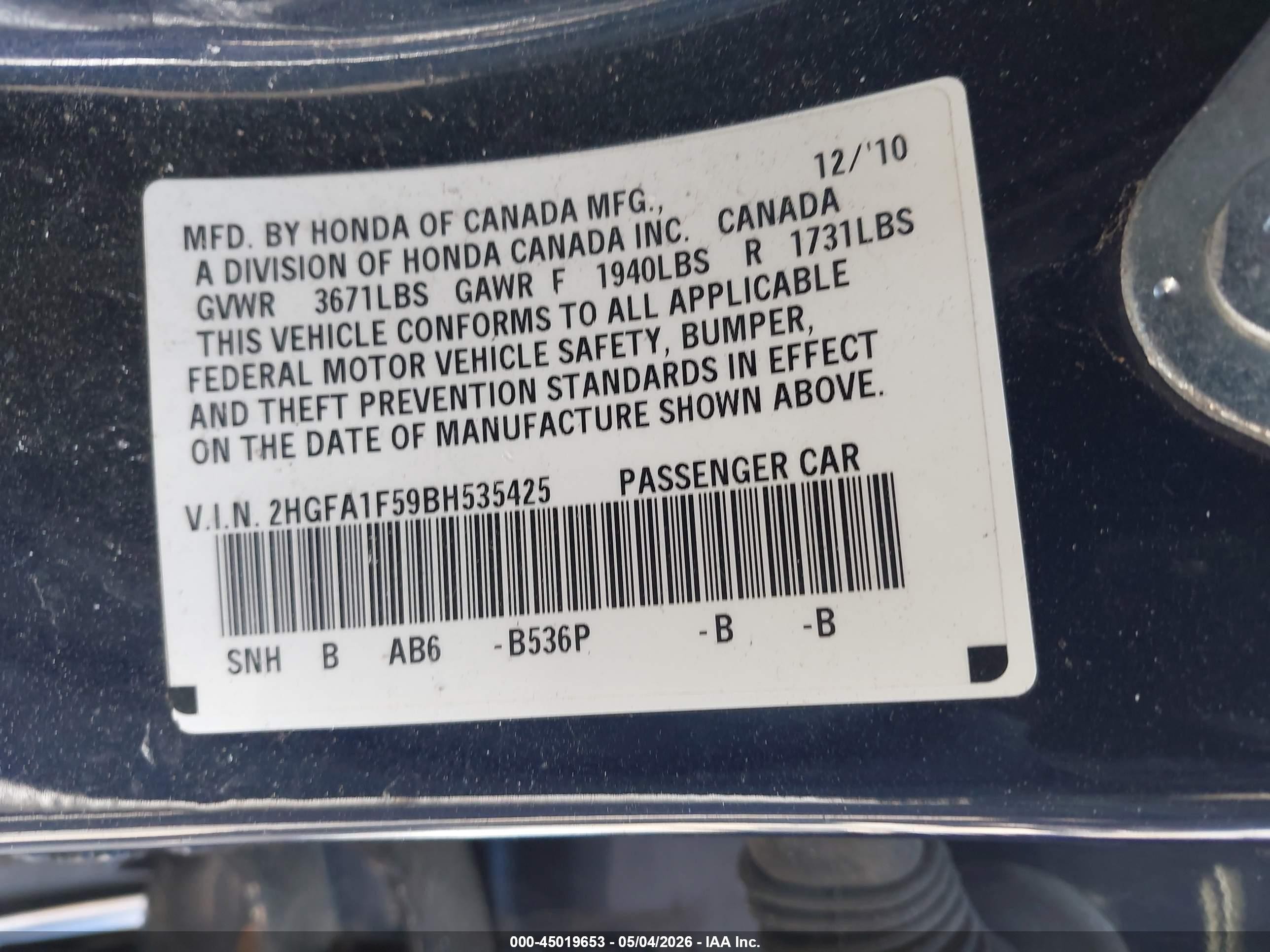 2011 Honda Civic Lx Blue vin: 2HGFA1F59BH535425
