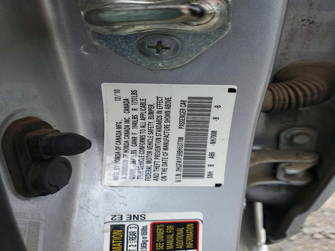 2011 Honda Civic Lx Серебряный vin: 2HGFA1F59BH537708
