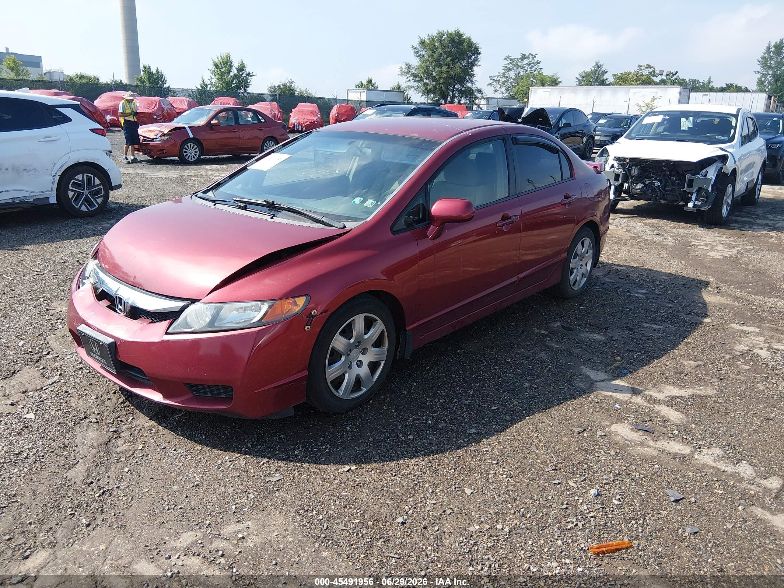2011 Honda Civic Lx Red vin: 2HGFA1F59BH550376