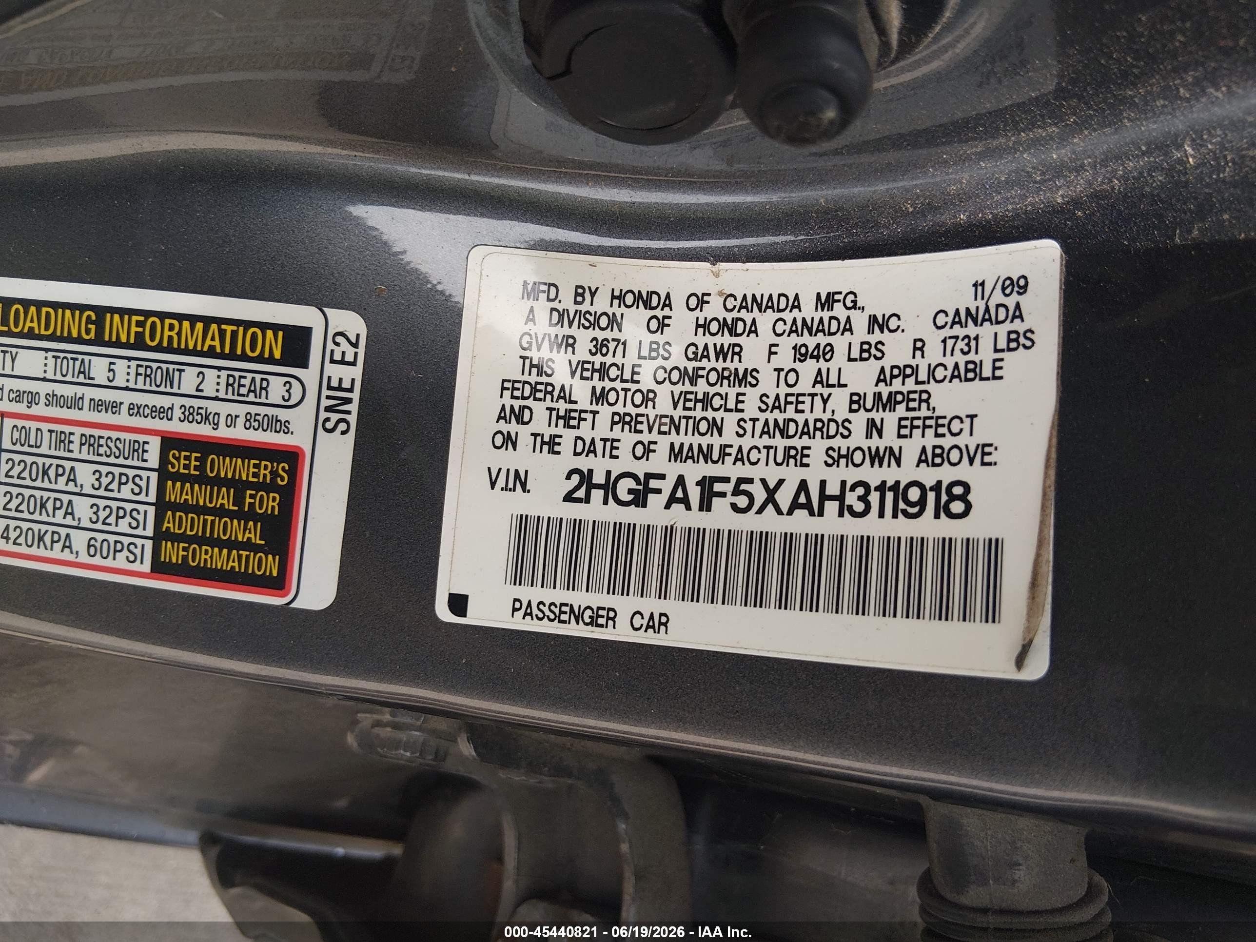2010 Honda Civic Lx Gray vin: 2HGFA1F5XAH311918