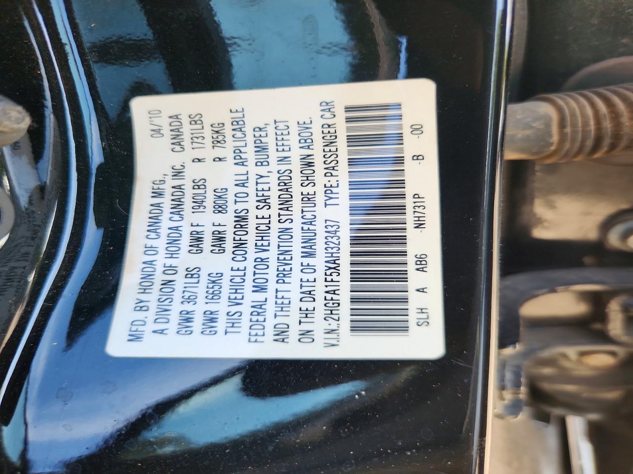 2010 Honda Civic Lx Black vin: 2HGFA1F5XAH323437