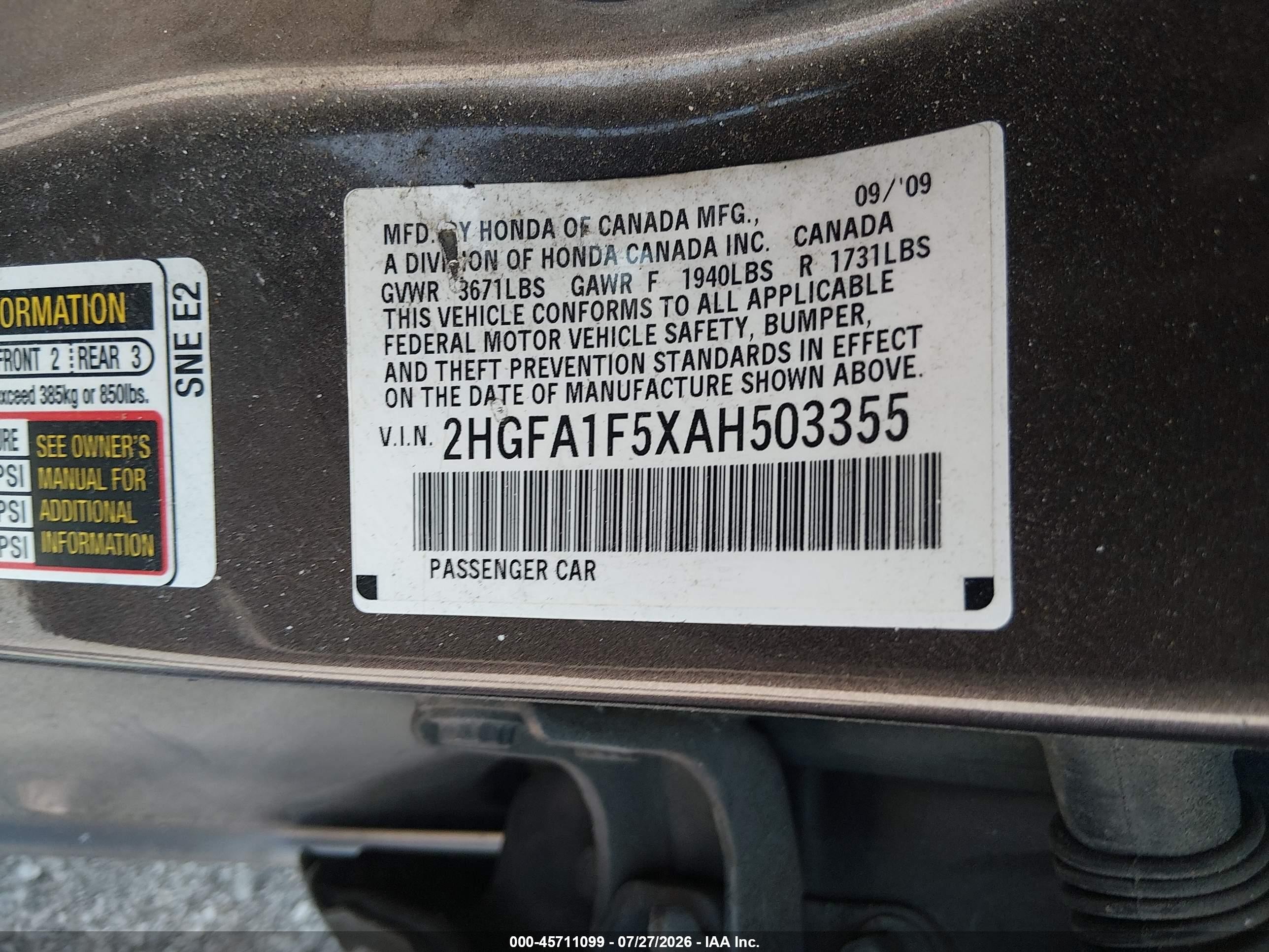 2010 Honda Civic Lx Gray vin: 2HGFA1F5XAH503355