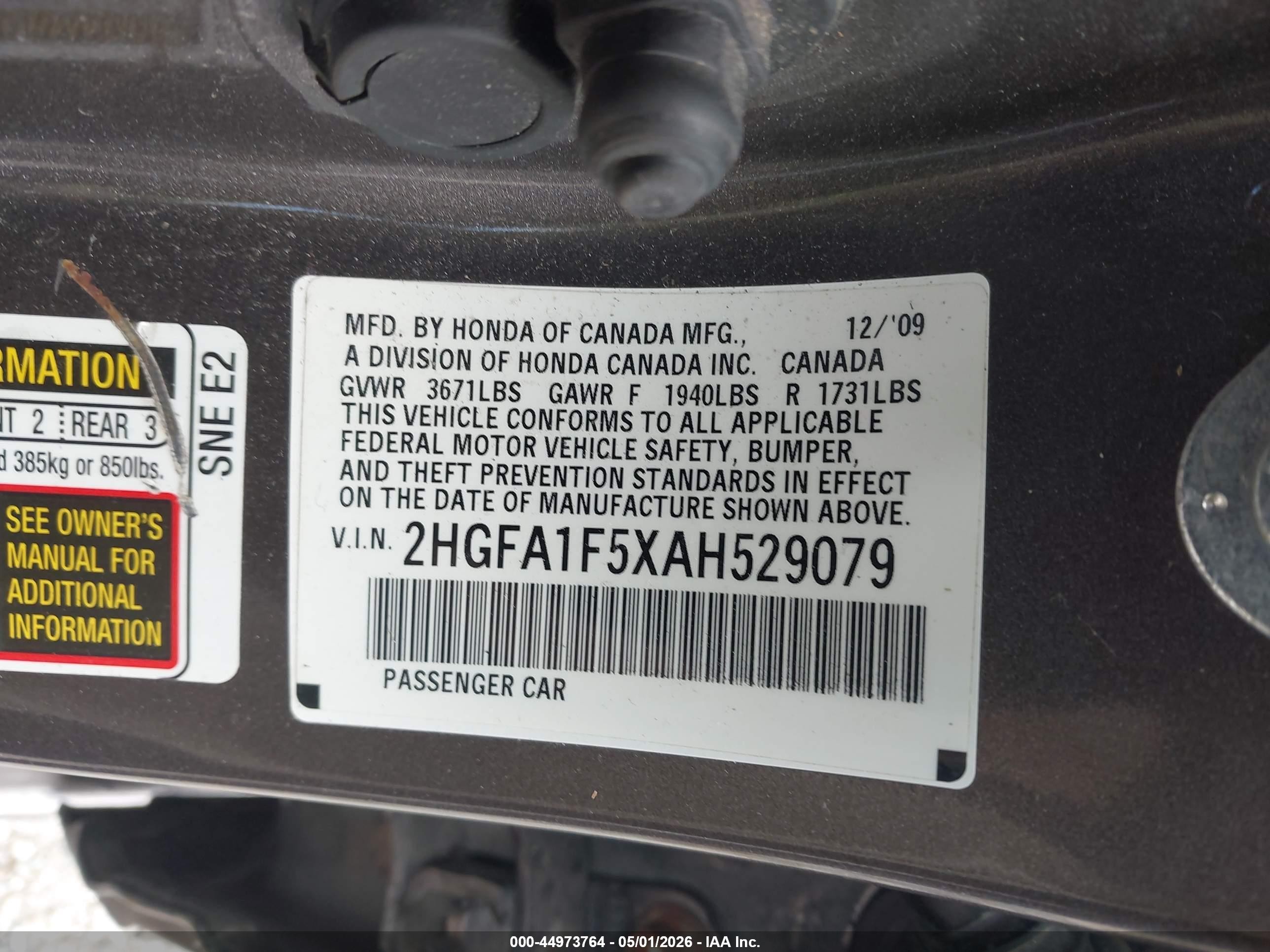 2010 Honda Civic Lx Brown vin: 2HGFA1F5XAH529079