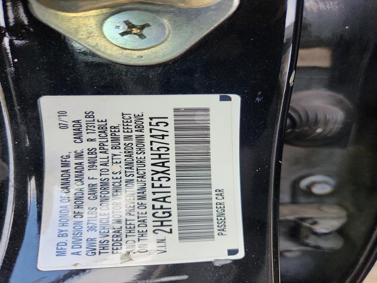 2010 Honda Civic Lx Black vin: 2HGFA1F5XAH574751