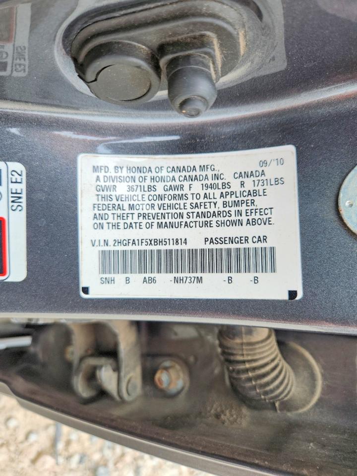 2011 Honda Civic Lx Серый vin: 2HGFA1F5XBH511814