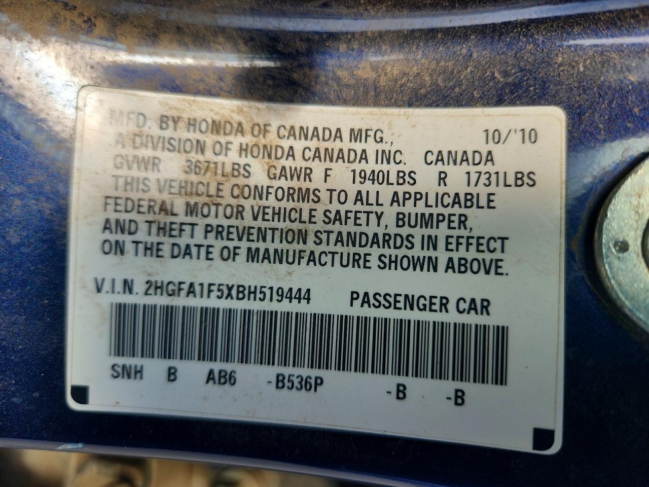 2011 Honda Civic Lx Blue vin: 2HGFA1F5XBH519444