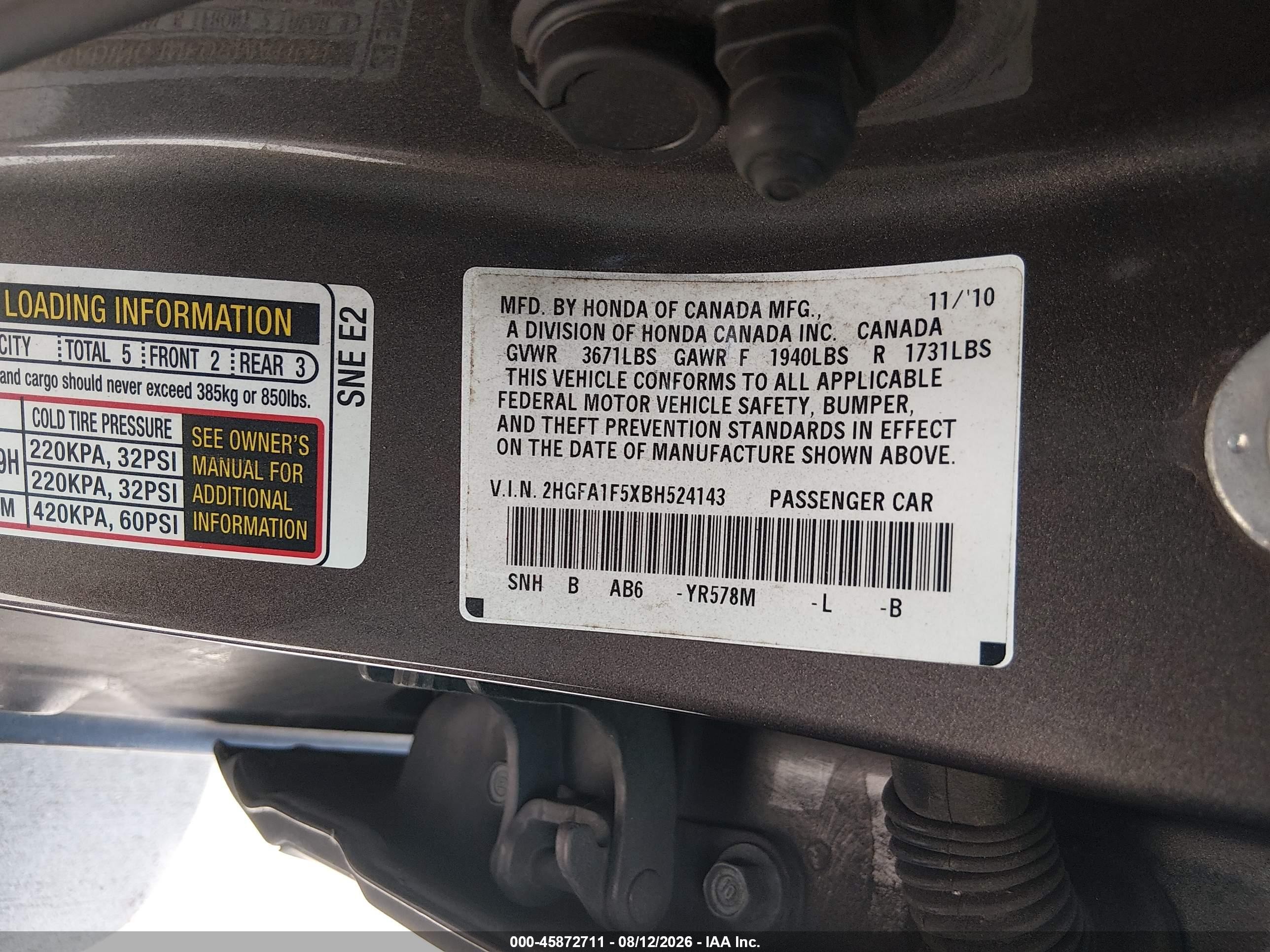 2011 Honda Civic Lx Gray vin: 2HGFA1F5XBH524143