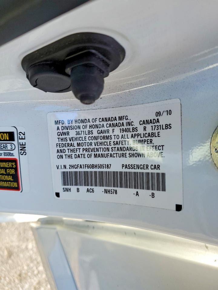 2011 Honda Civic Lx-s White vin: 2HGFA1F60BH505187