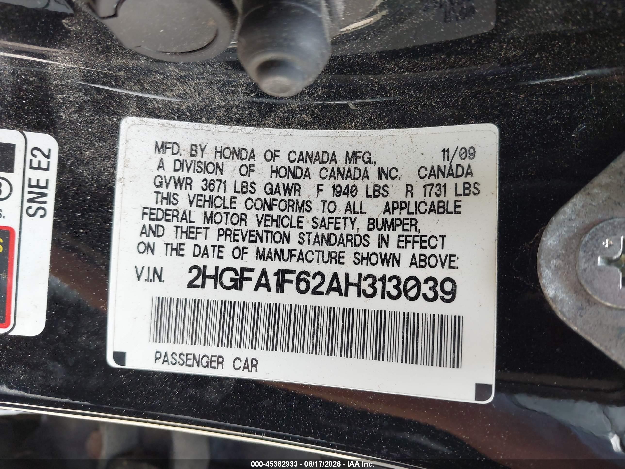 2010 Honda Civic Lx-s Черный vin: 2HGFA1F62AH313039