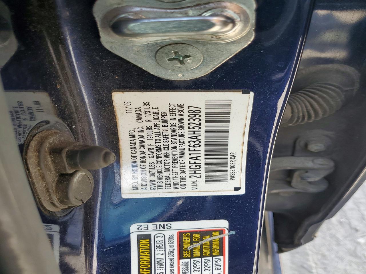 2010 Honda Civic Lx-s Blue vin: 2HGFA1F63AH523987
