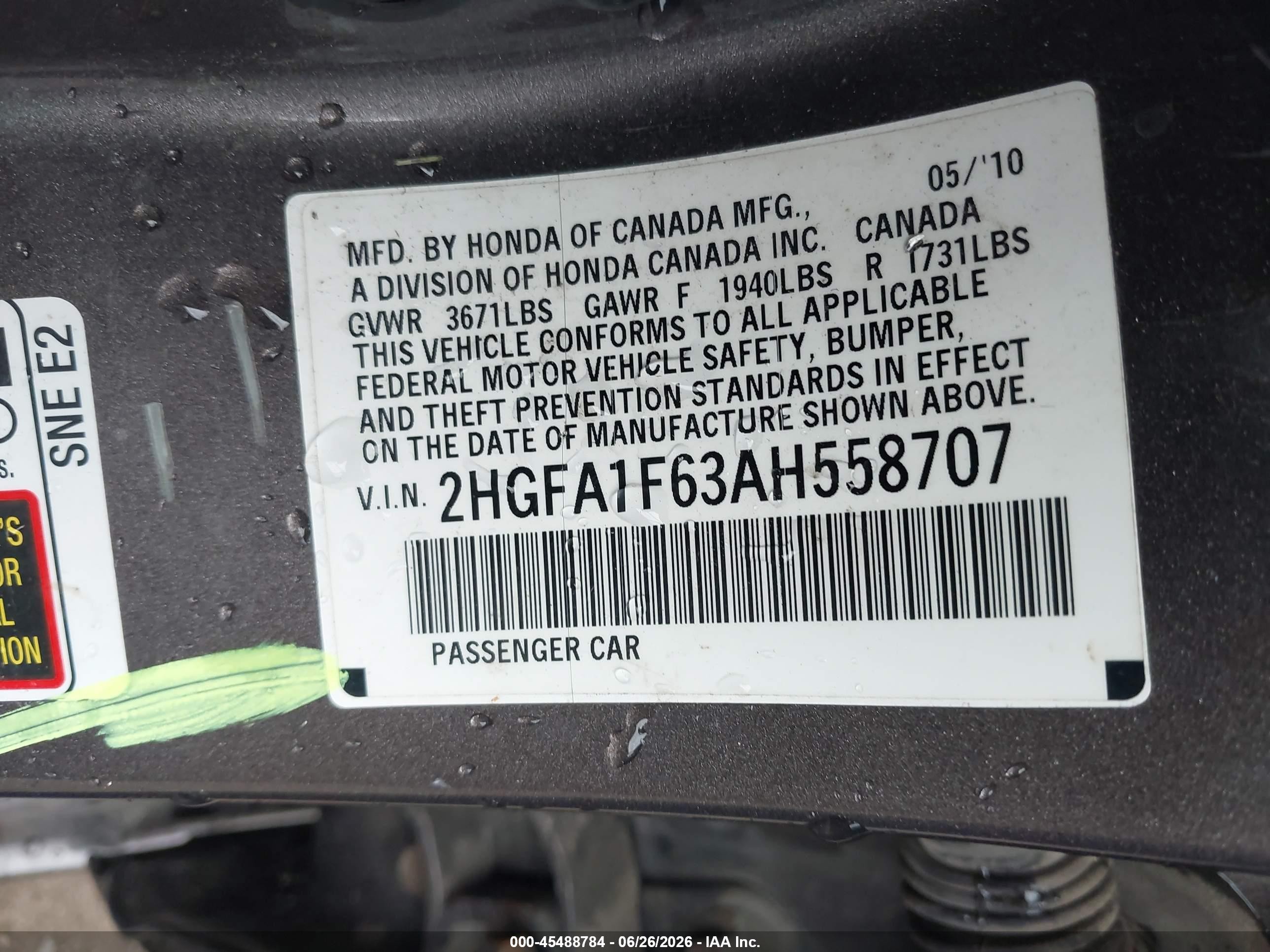 2010 Honda Civic Lx-s Gray vin: 2HGFA1F63AH558707