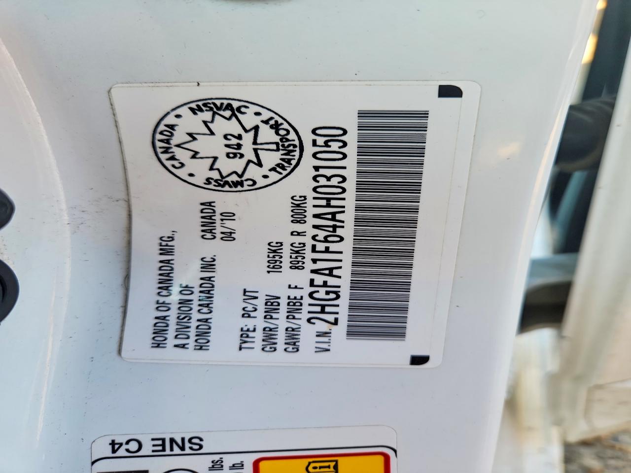 2010 Honda Civic Lx-s White vin: 2HGFA1F64AH031050