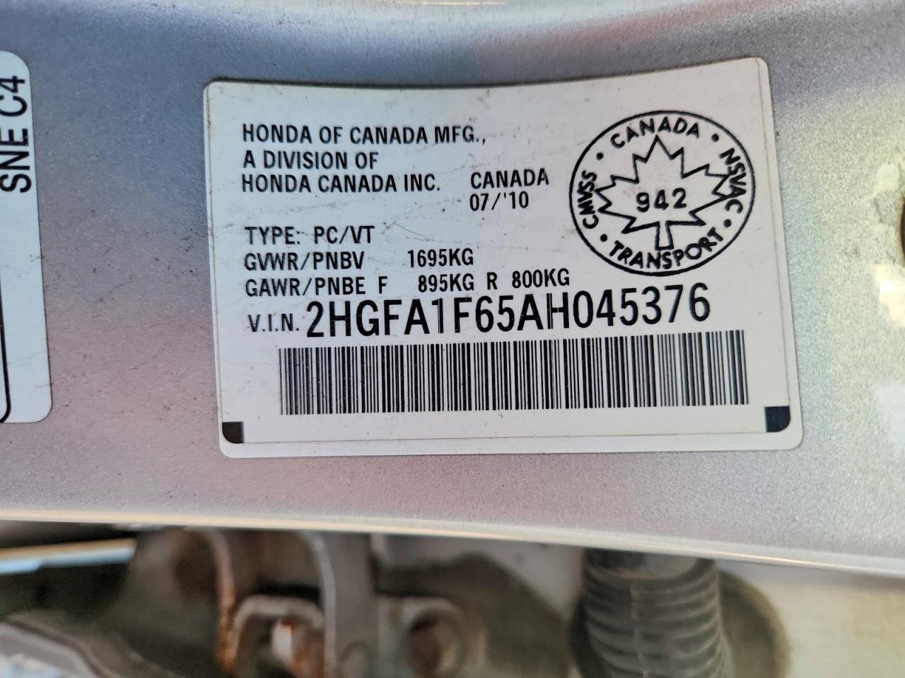 2010 Honda Civic Lx-s Silver vin: 2HGFA1F65AH045376