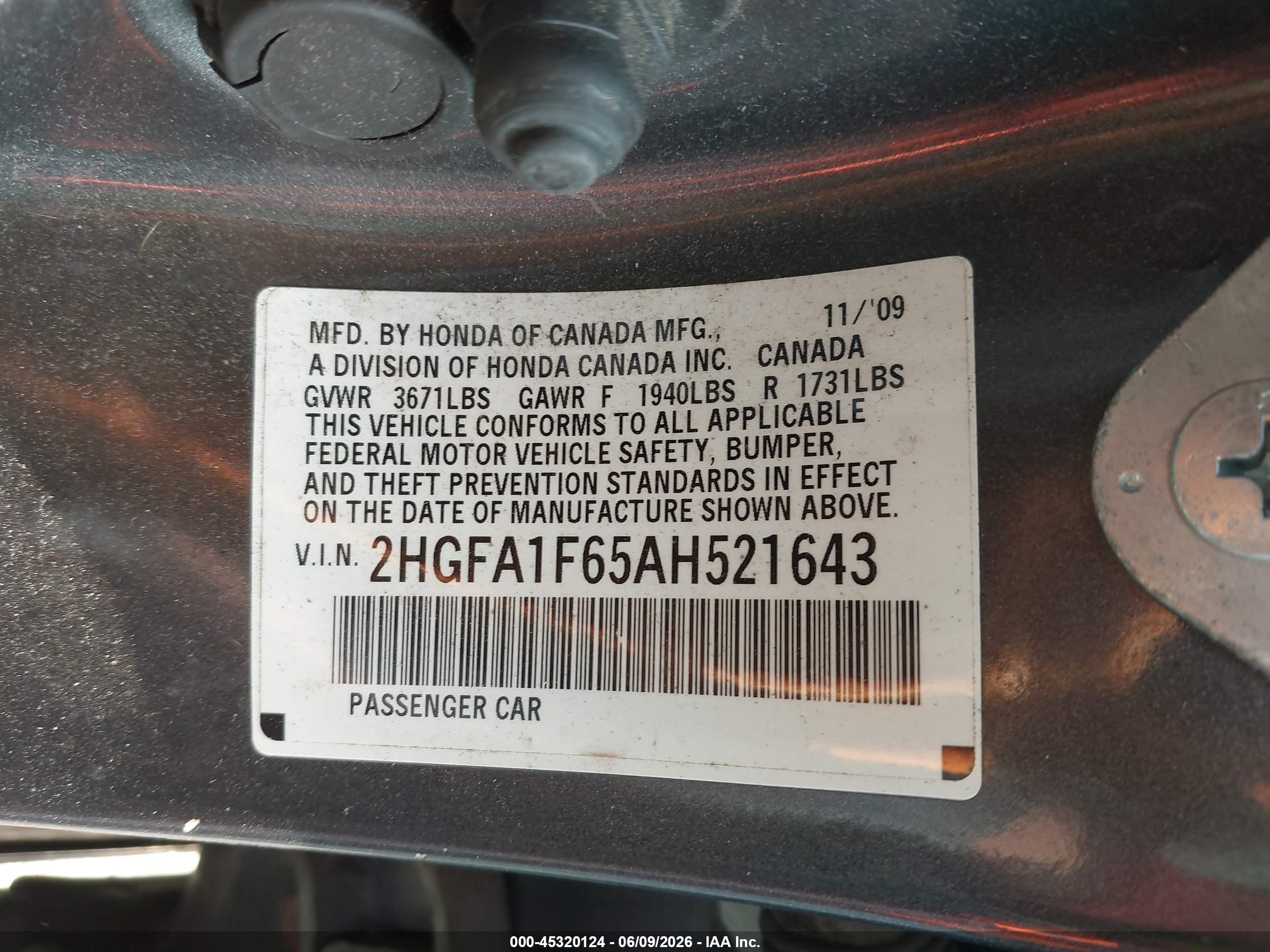 2010 Honda Civic Lx-s Gray vin: 2HGFA1F65AH521643