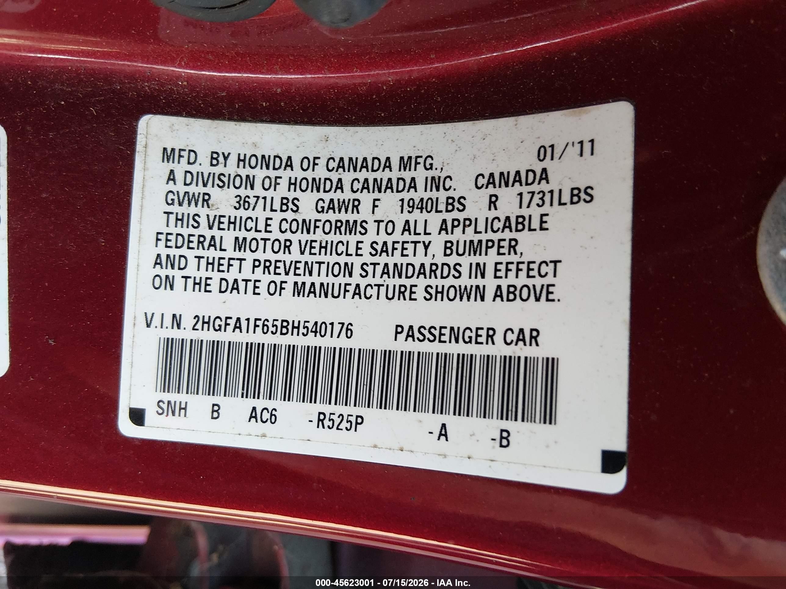 2011 Honda Civic Lx-s Maroon vin: 2HGFA1F65BH540176