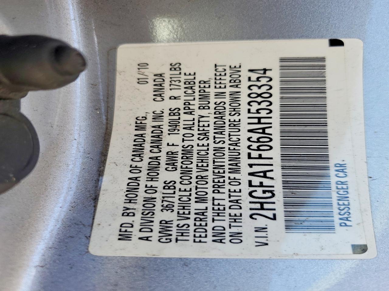 2010 Honda Civic Lx-s Silver vin: 2HGFA1F66AH538354