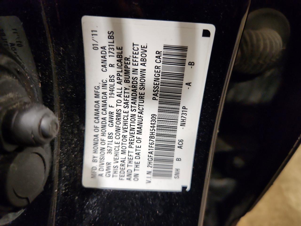 2011 Honda Civic Lx-s Black vin: 2HGFA1F67BH544309