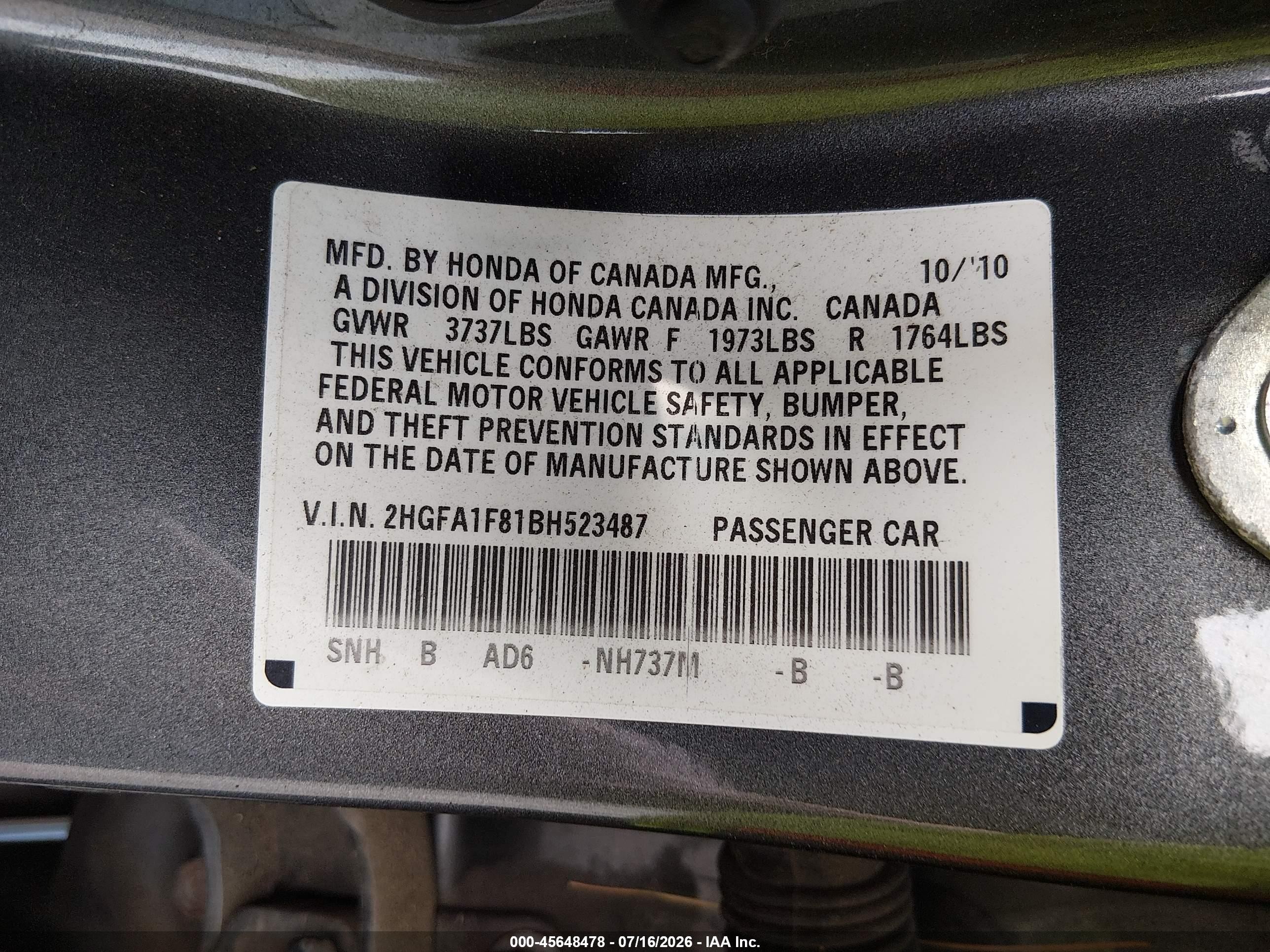2011 Honda Civic Ex Gray vin: 2HGFA1F81BH523487
