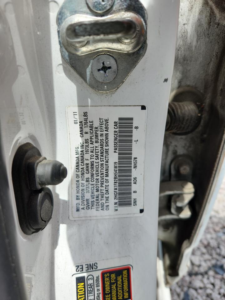 2011 Honda Civic Ex White vin: 2HGFA1F82BH541819