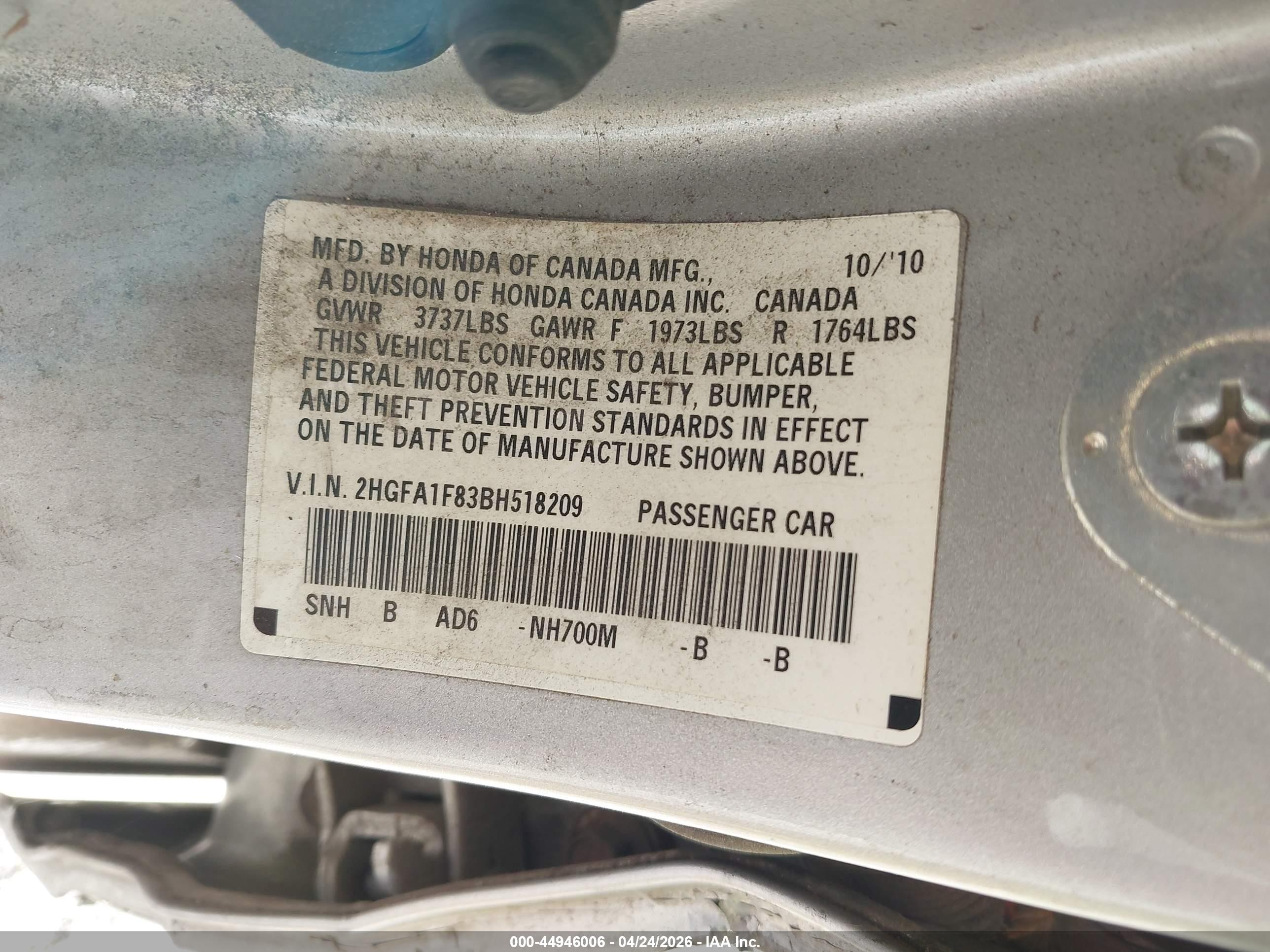 2011 Honda Civic Ex Silver vin: 2HGFA1F83BH518209