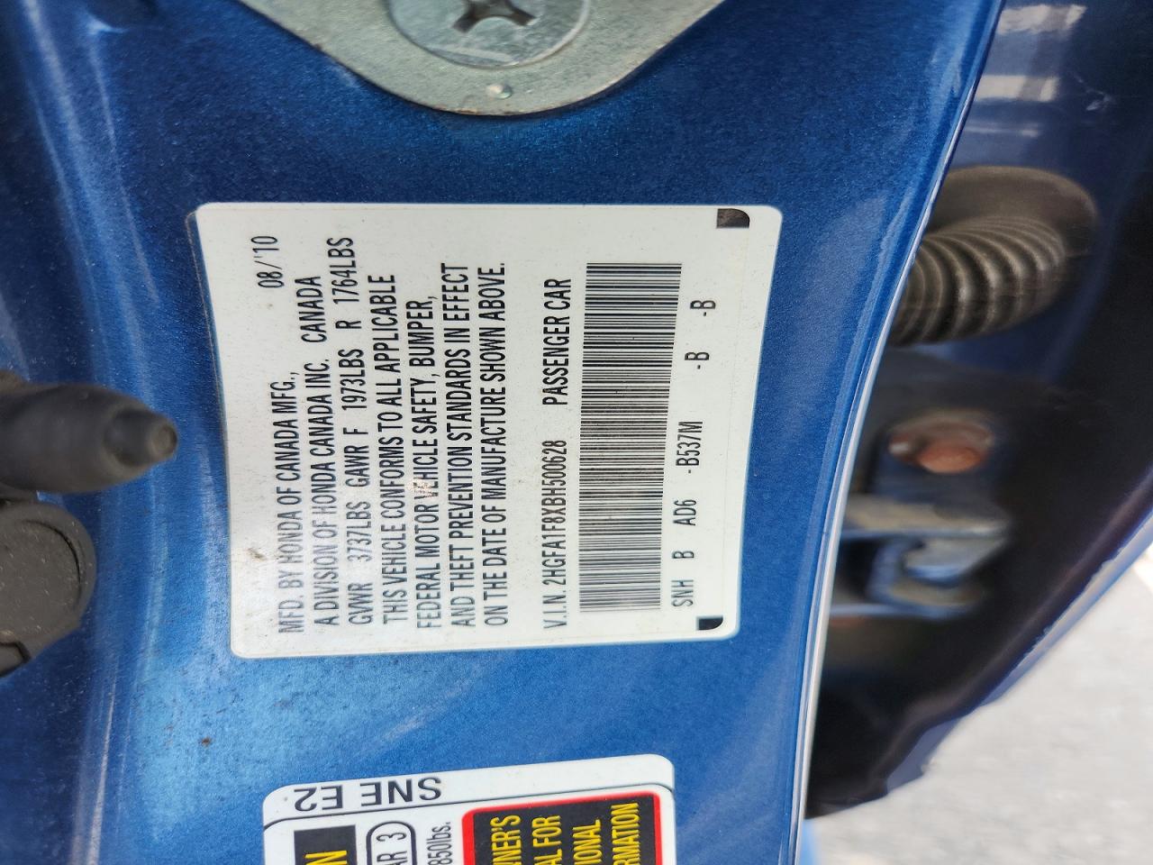2011 Honda Civic Ex Blue vin: 2HGFA1F8XBH500628