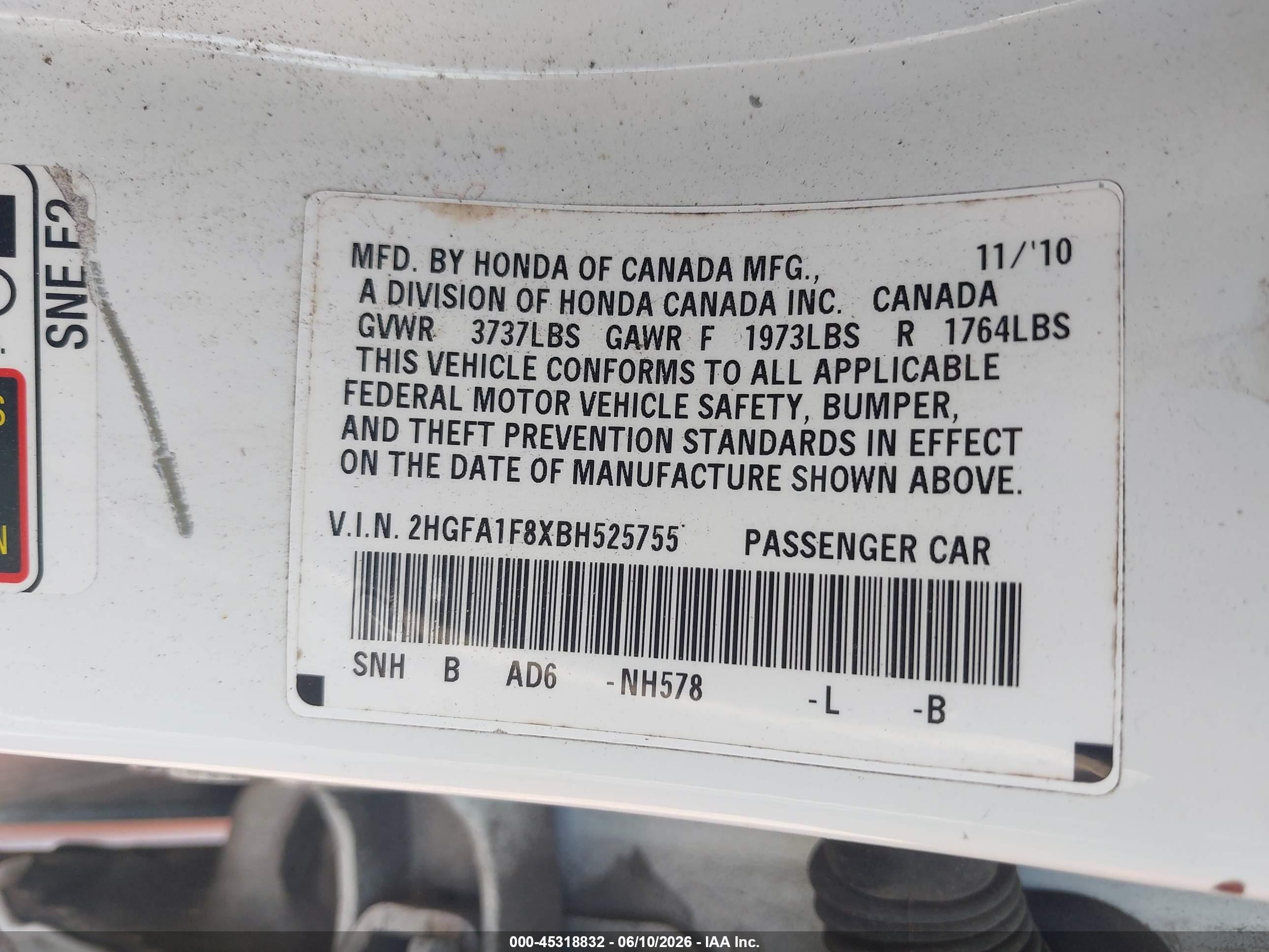 2011 Honda Civic Ex White vin: 2HGFA1F8XBH525755