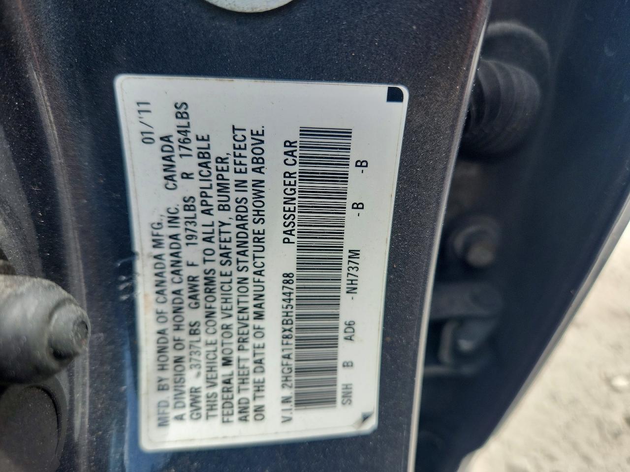 2011 Honda Civic Ex Gray vin: 2HGFA1F8XBH544788