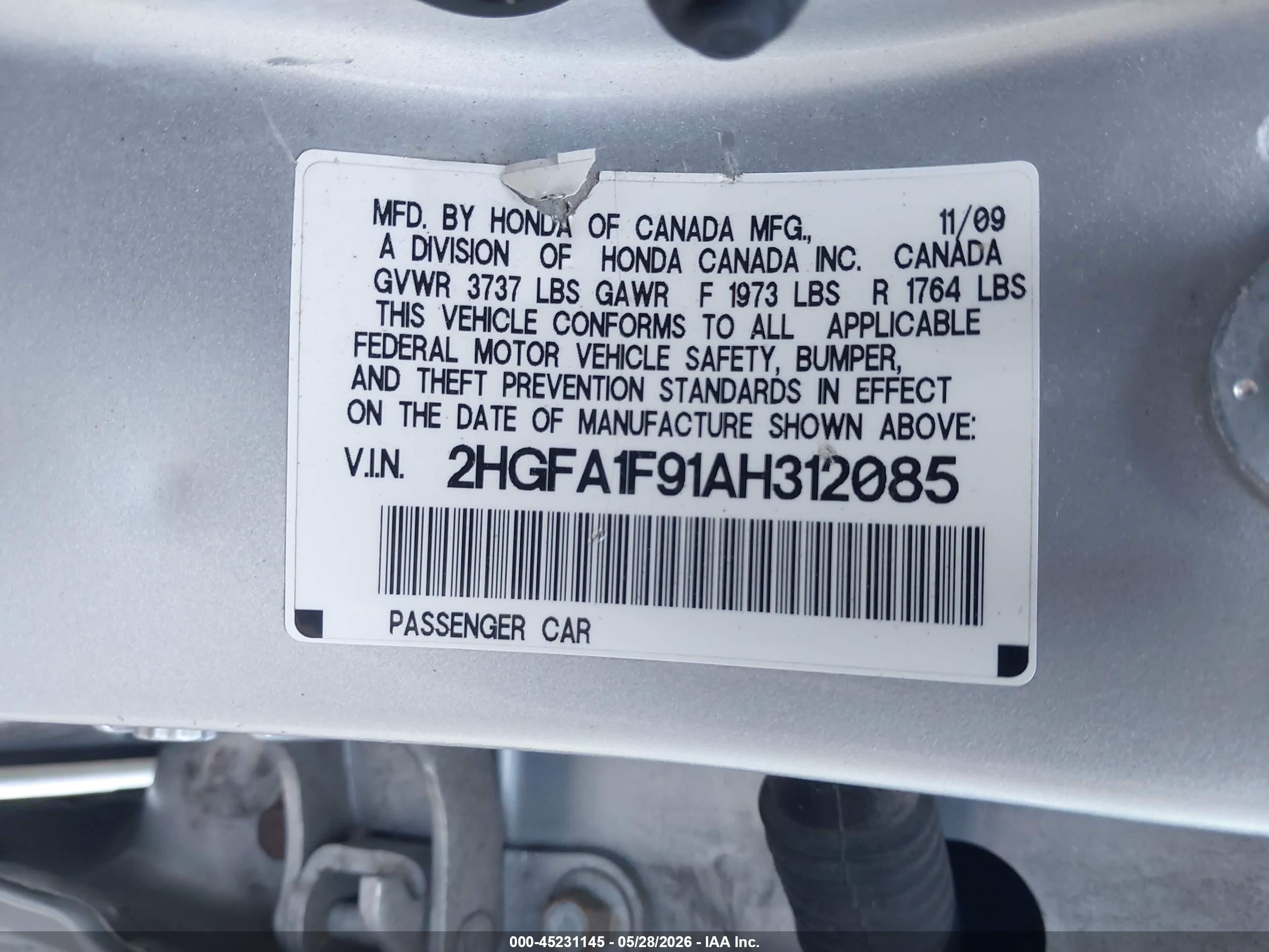 2010 Honda Civic Ex-l Silver vin: 2HGFA1F91AH312085
