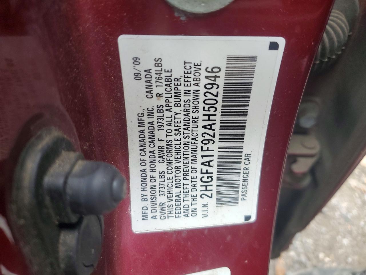 2010 Honda Civic Exl Red vin: 2HGFA1F92AH502946