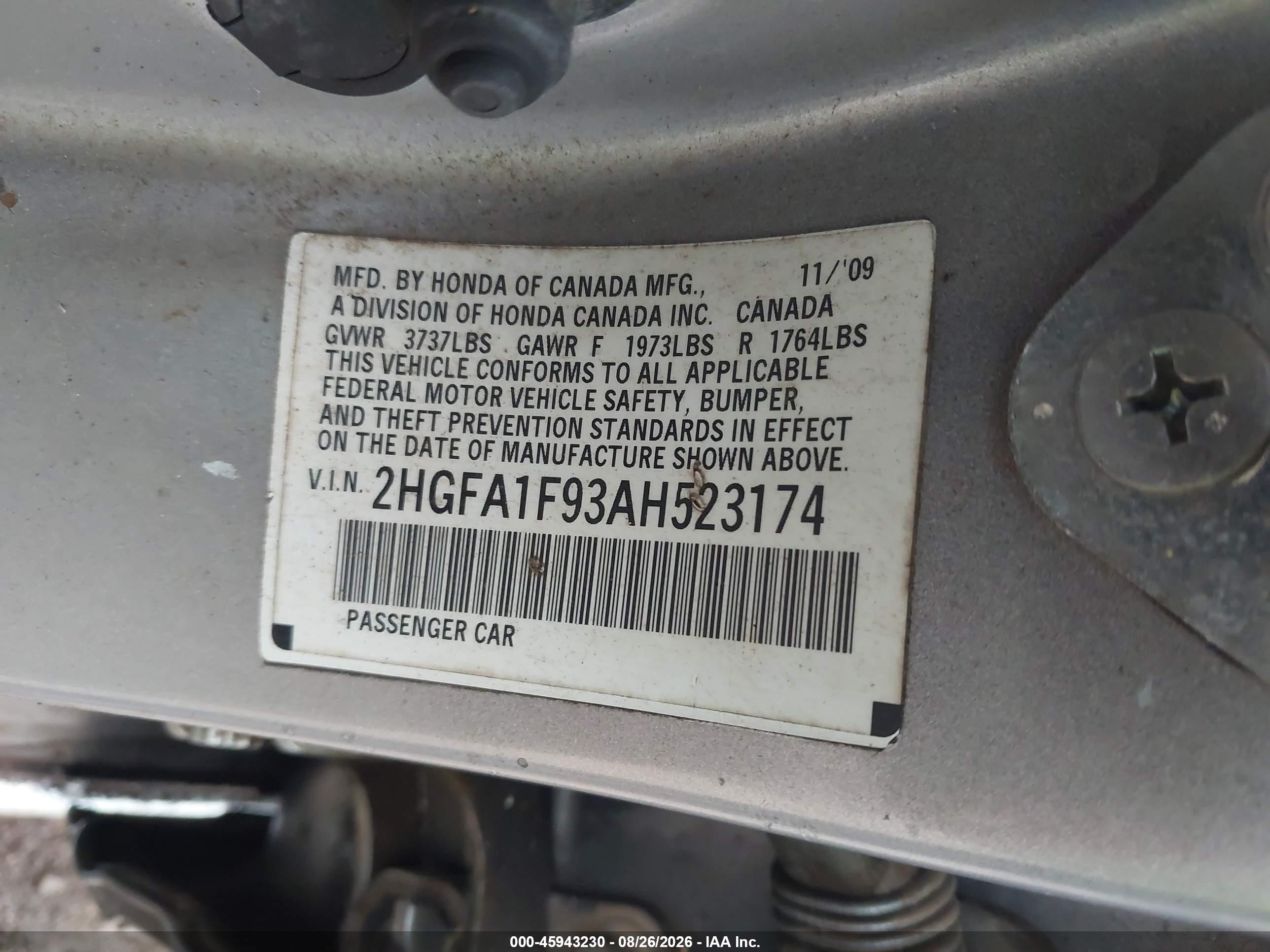2010 Honda Civic Ex-l Silver vin: 2HGFA1F93AH523174