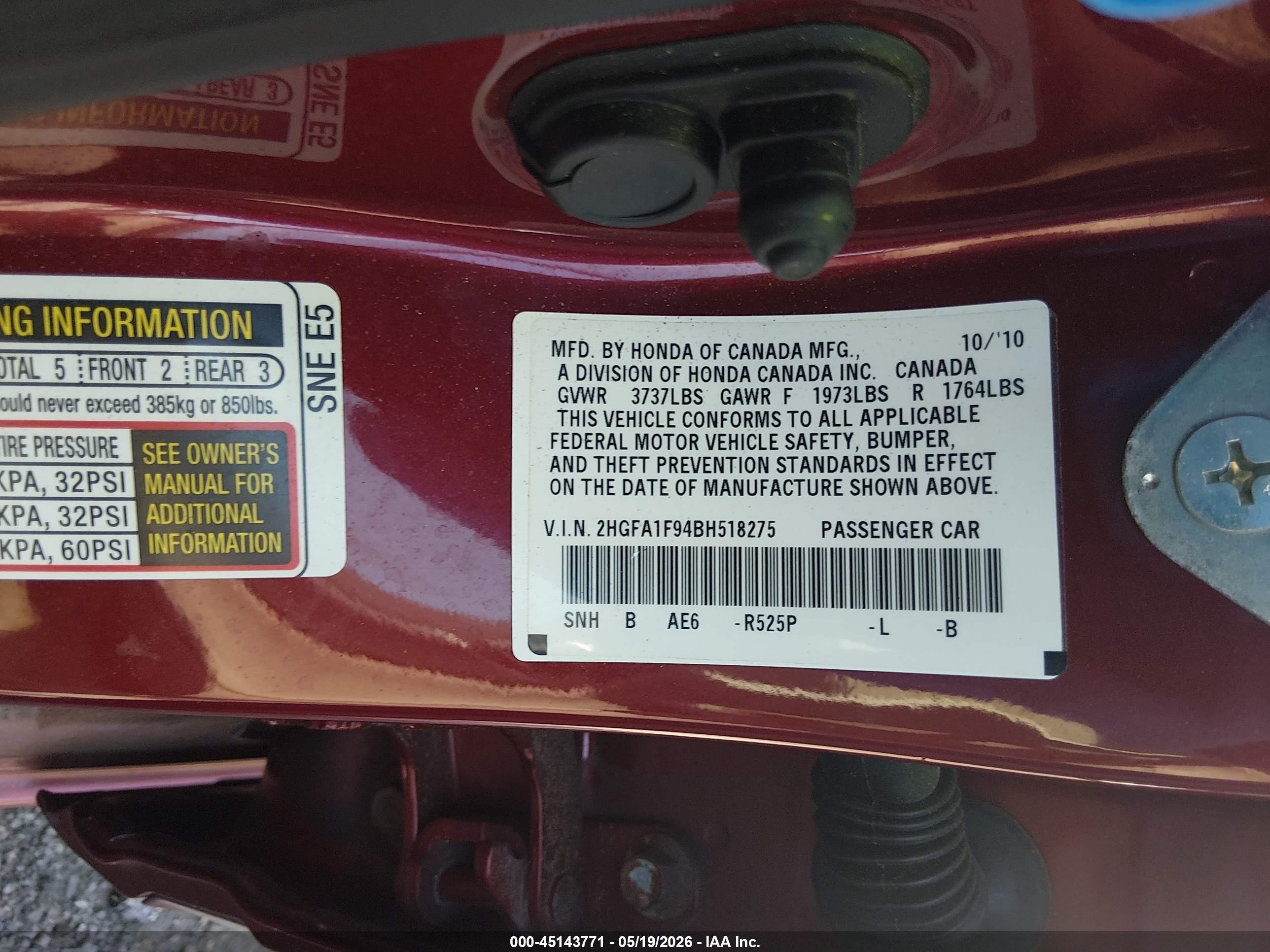 2011 Honda Civic Ex-l Maroon vin: 2HGFA1F94BH518275