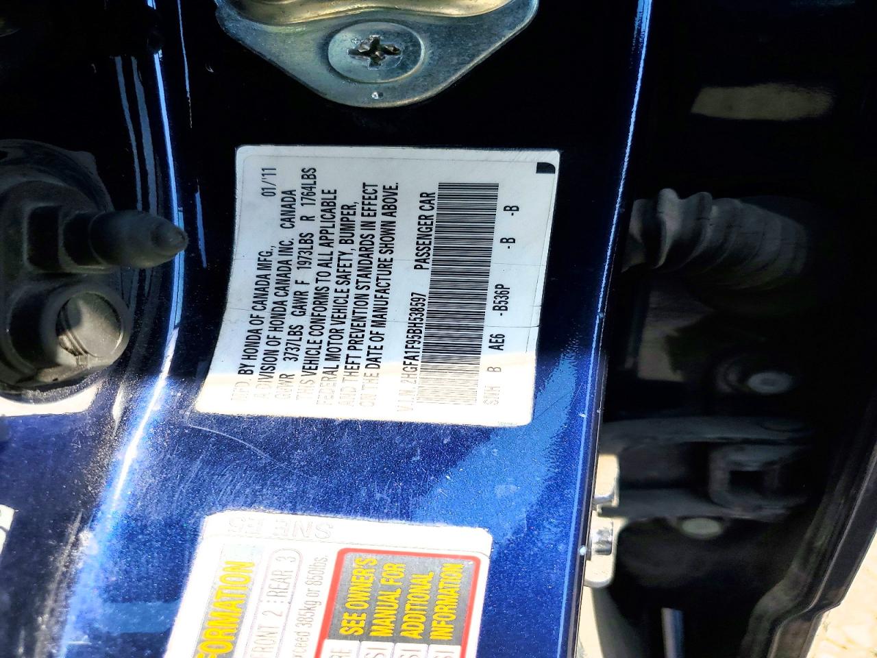 2011 Honda Civic Exl Blue vin: 2HGFA1F95BH538597