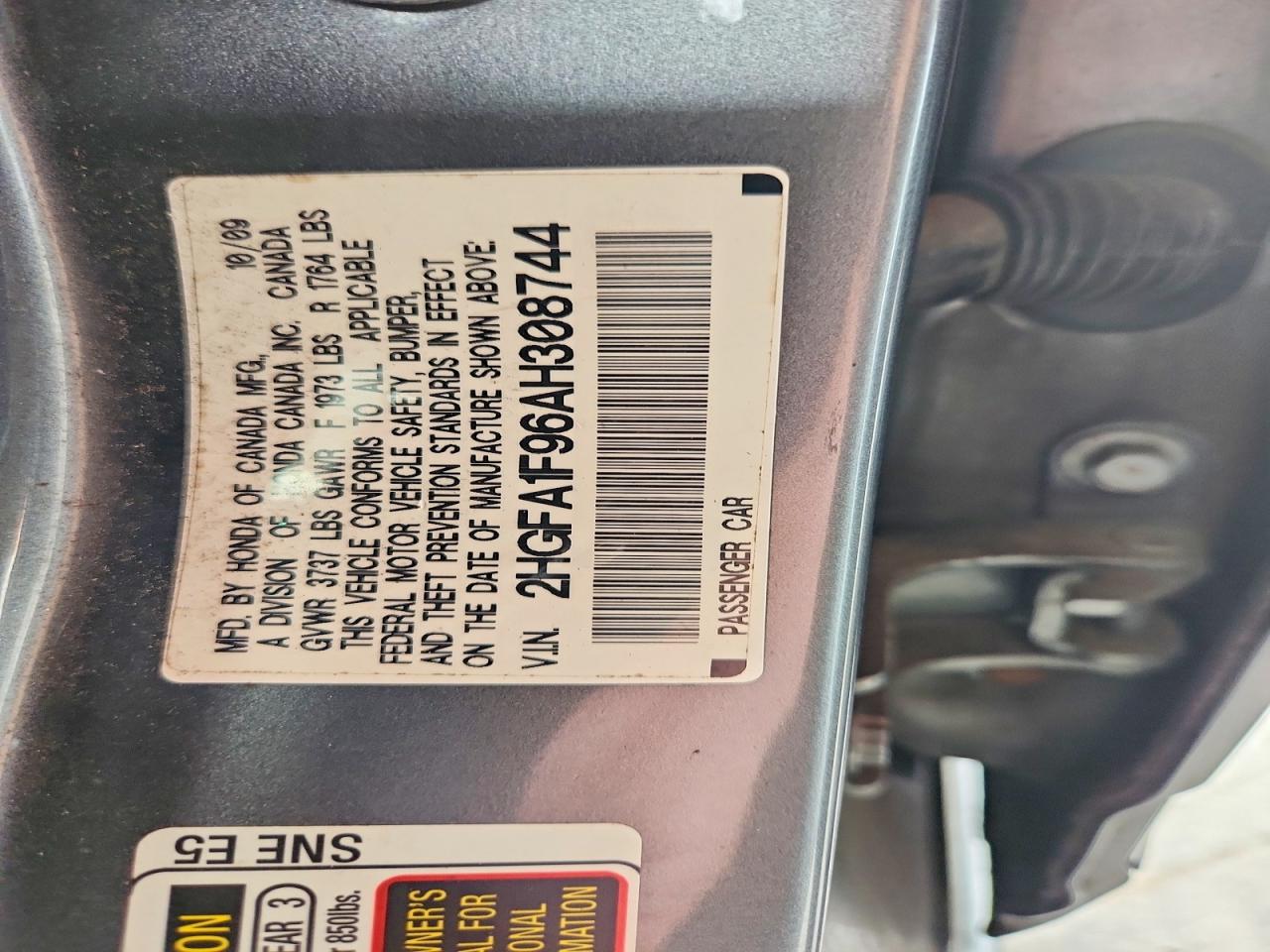2010 Honda Civic Exl Gray vin: 2HGFA1F96AH308744
