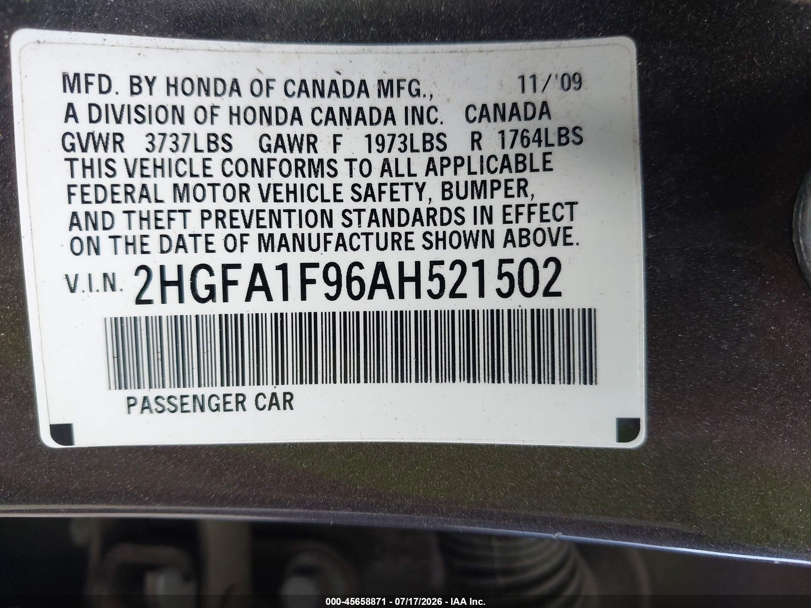 2010 Honda Civic Ex-l Gray vin: 2HGFA1F96AH521502
