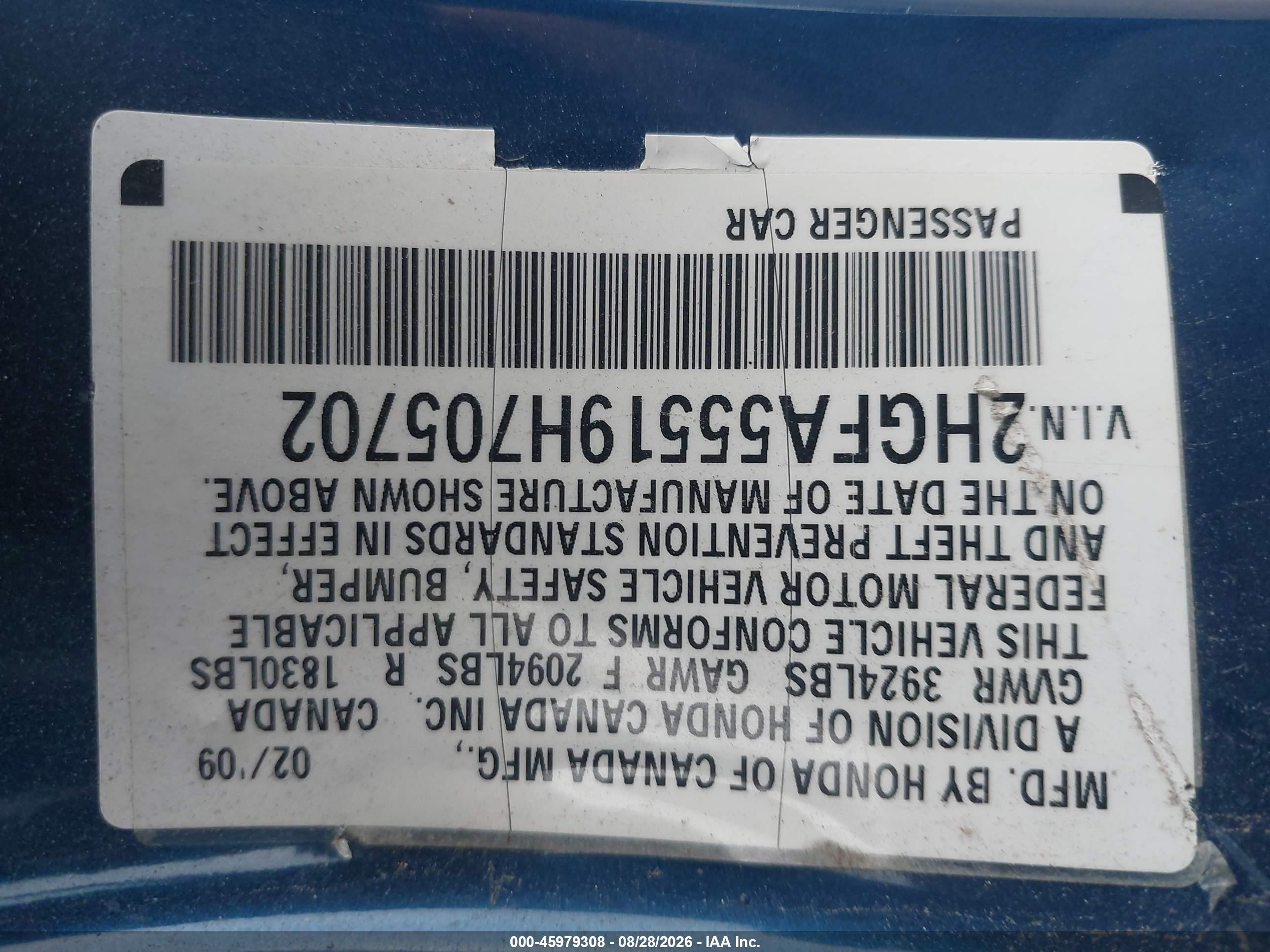 2009 Honda Civic Si Blue vin: 2HGFA55519H705702