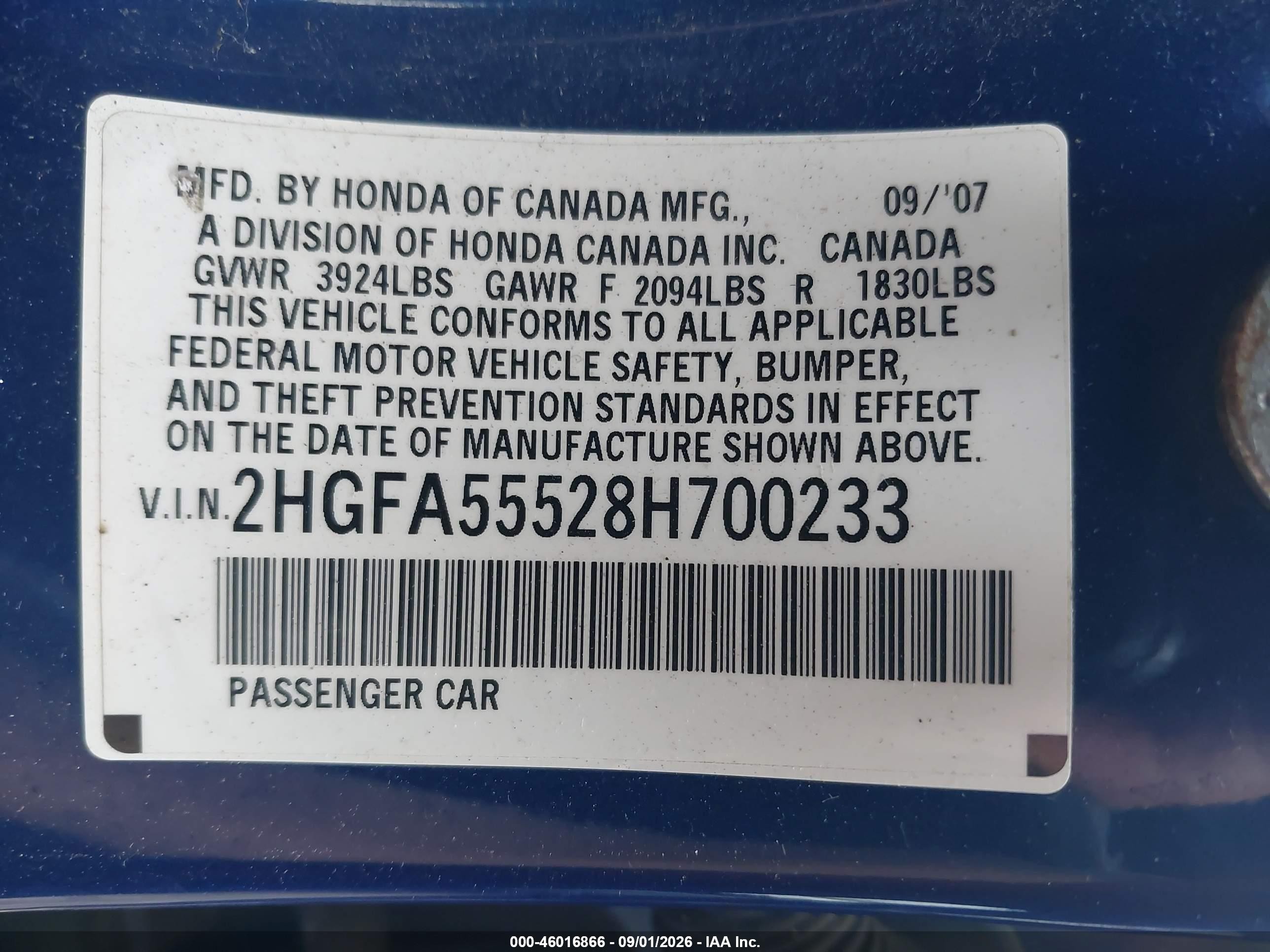 2008 Honda Civic Si/si Mugen Blue vin: 2HGFA55528H700233