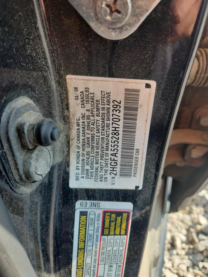 2008 Honda Civic Si Black vin: 2HGFA55528H707392
