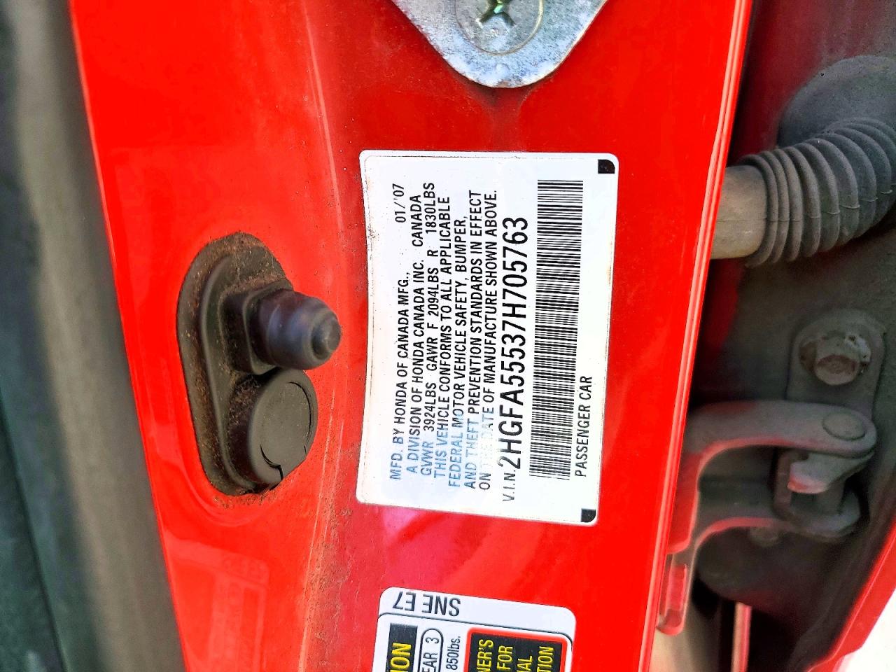 2007 Honda Civic Si Красный vin: 2HGFA55537H705763