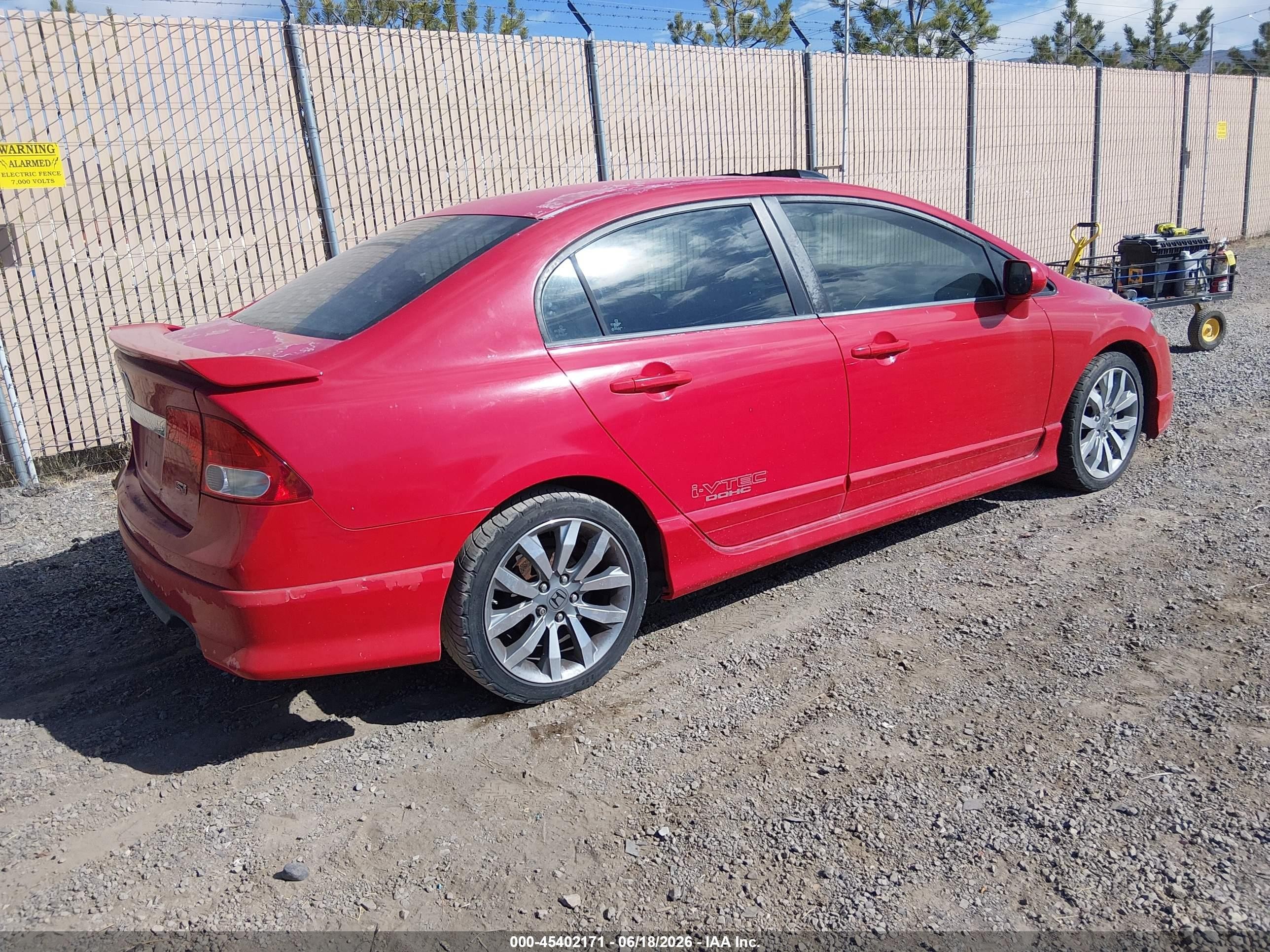 2009 Honda Civic Si Red vin: 2HGFA55539H705152