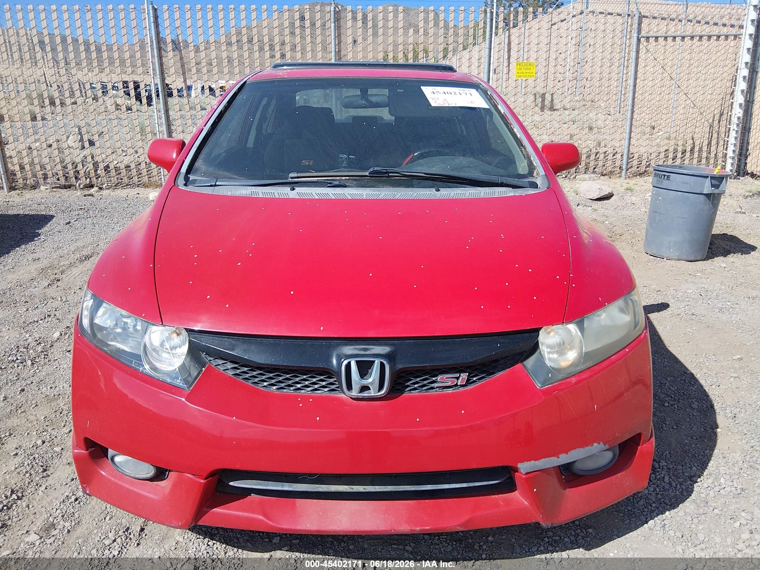 2009 Honda Civic Si Red vin: 2HGFA55539H705152