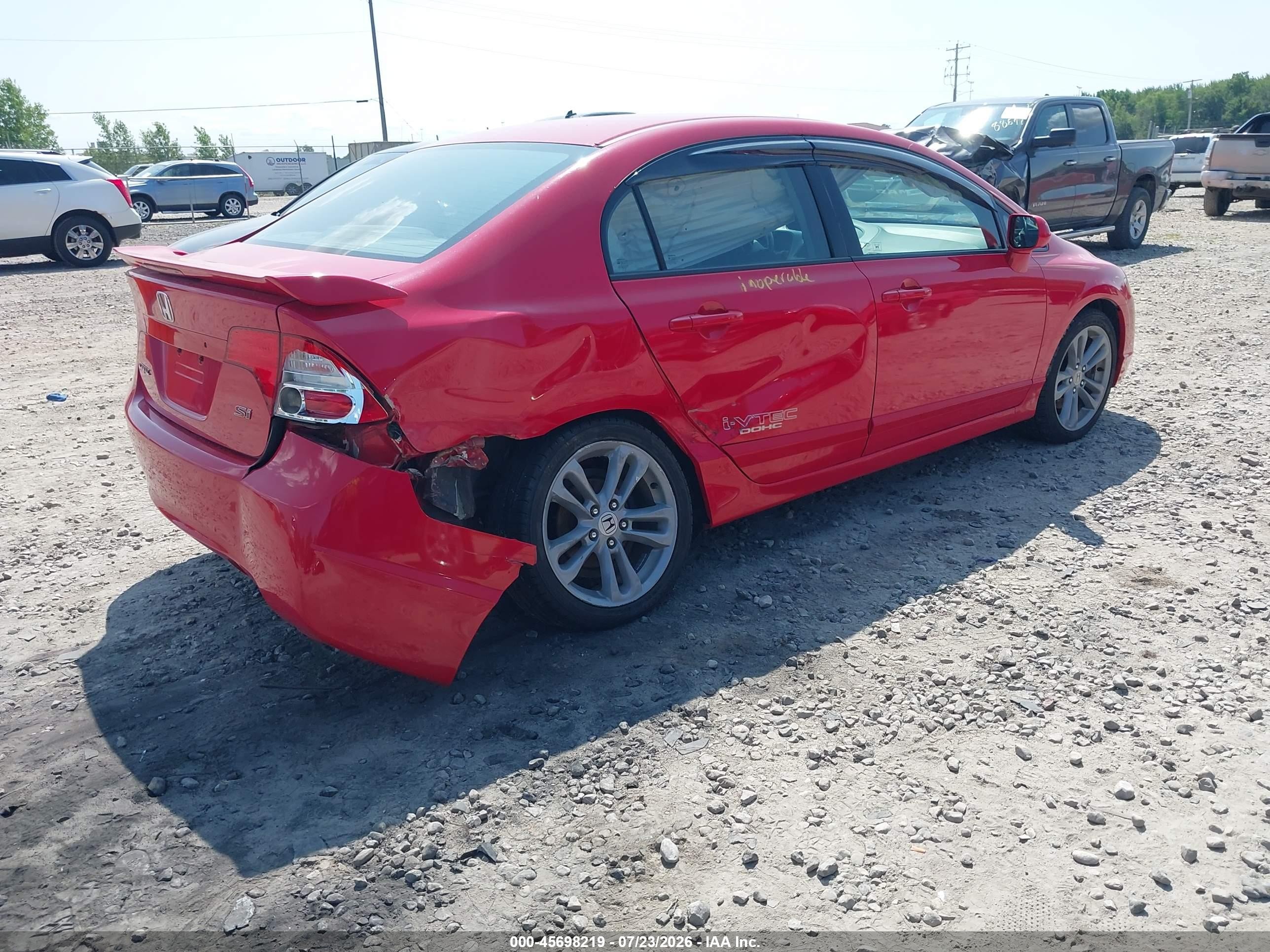 2007 Honda Civic Si Red vin: 2HGFA55547H715704