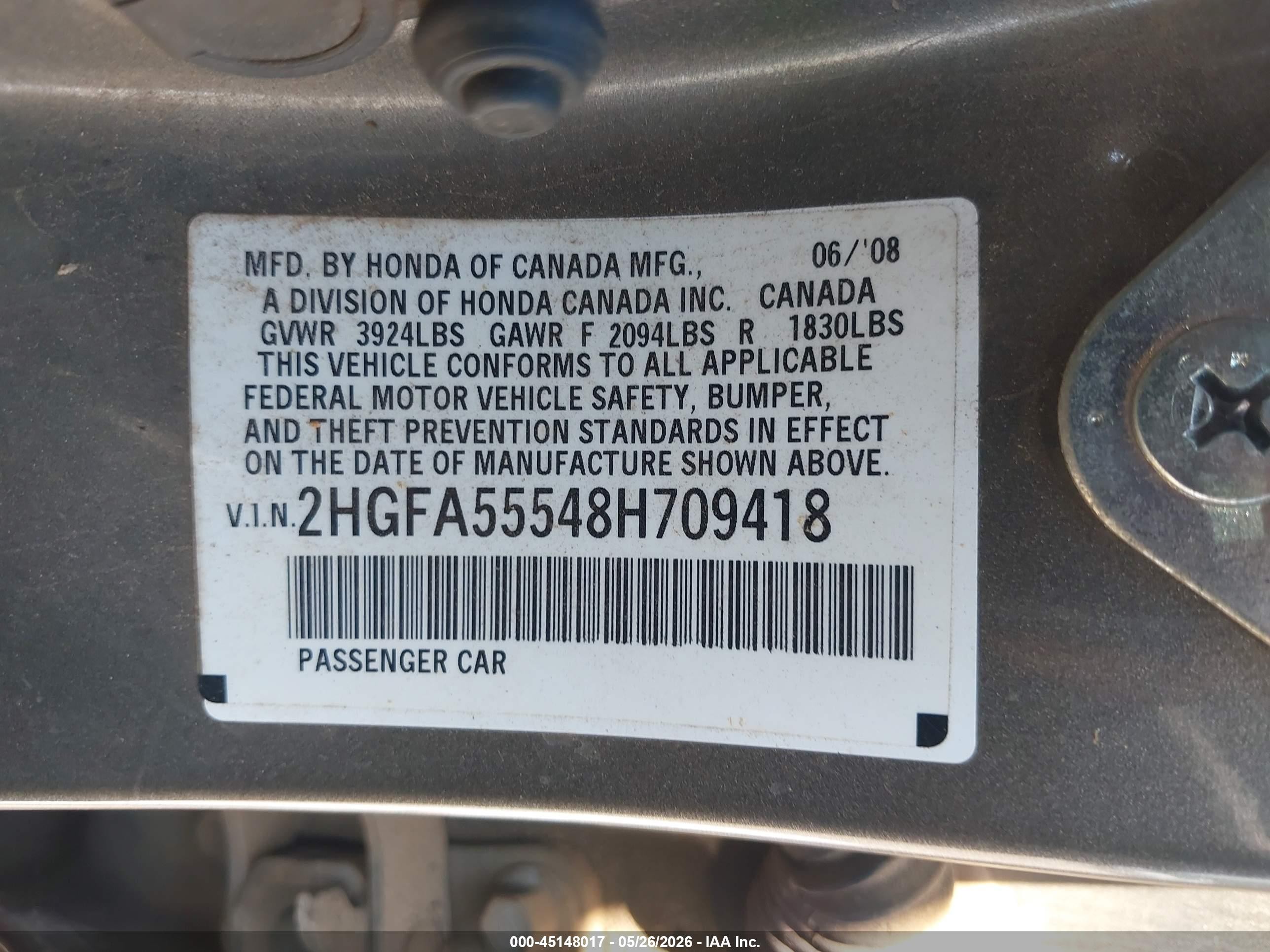 2008 Honda Civic Si/si Mugen Black vin: 2HGFA55548H709418
