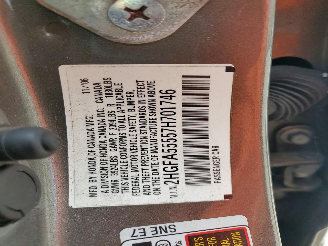 2007 Honda Civic Si Серый vin: 2HGFA55557H701746