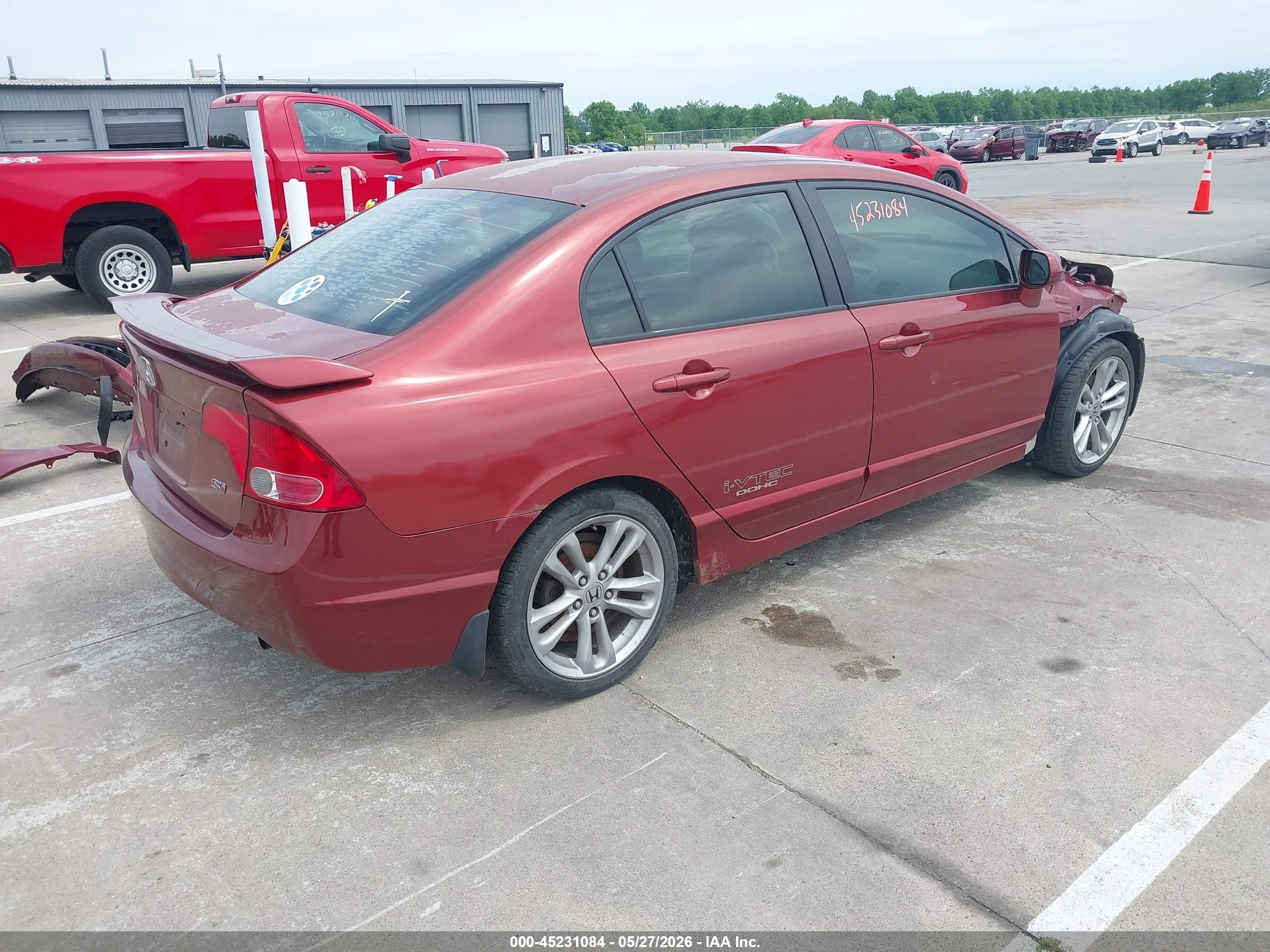 2007 Honda Civic Si Red vin: 2HGFA55557H703240