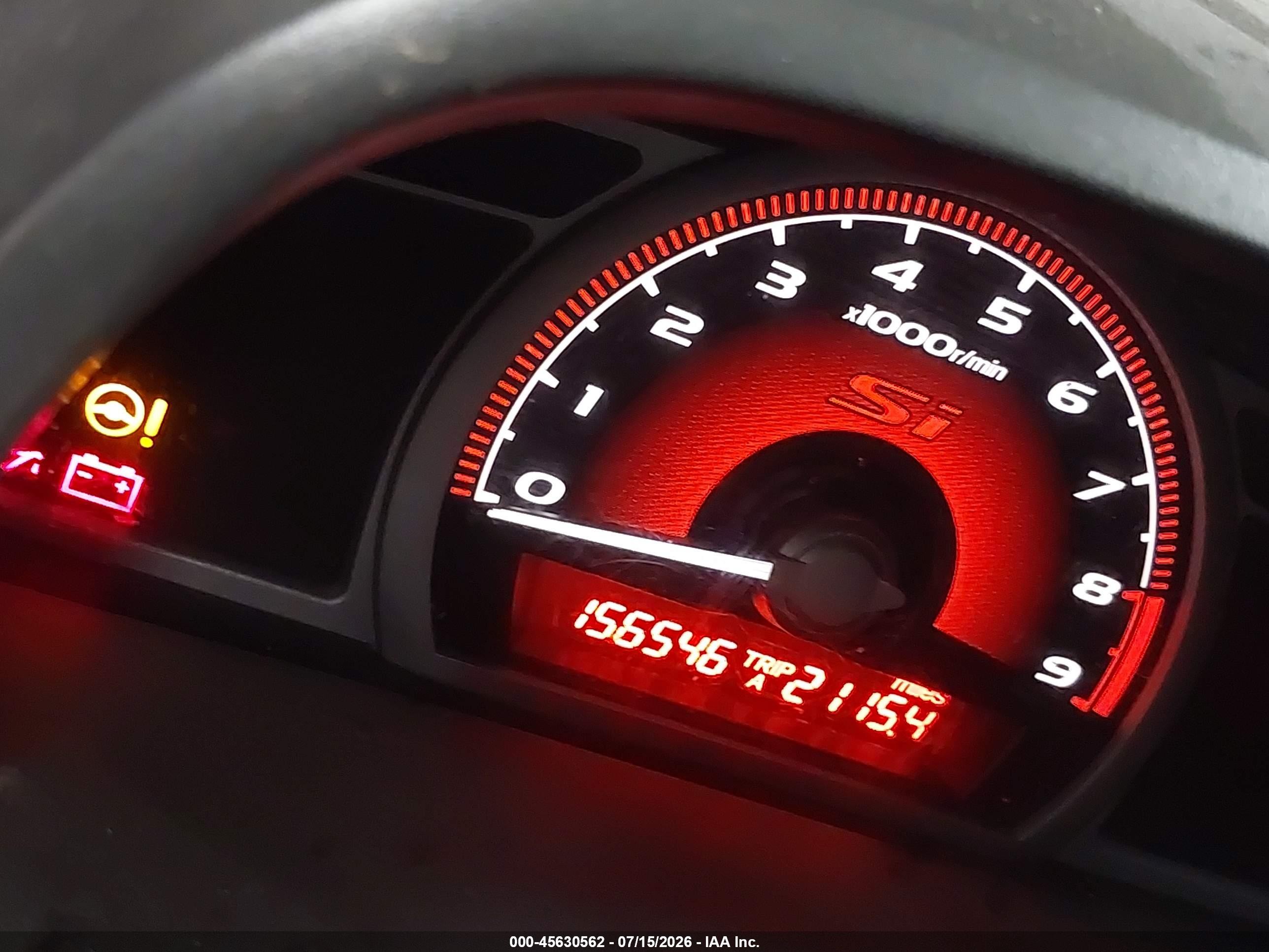 2007 Honda Civic Si Red vin: 2HGFA55557H706395