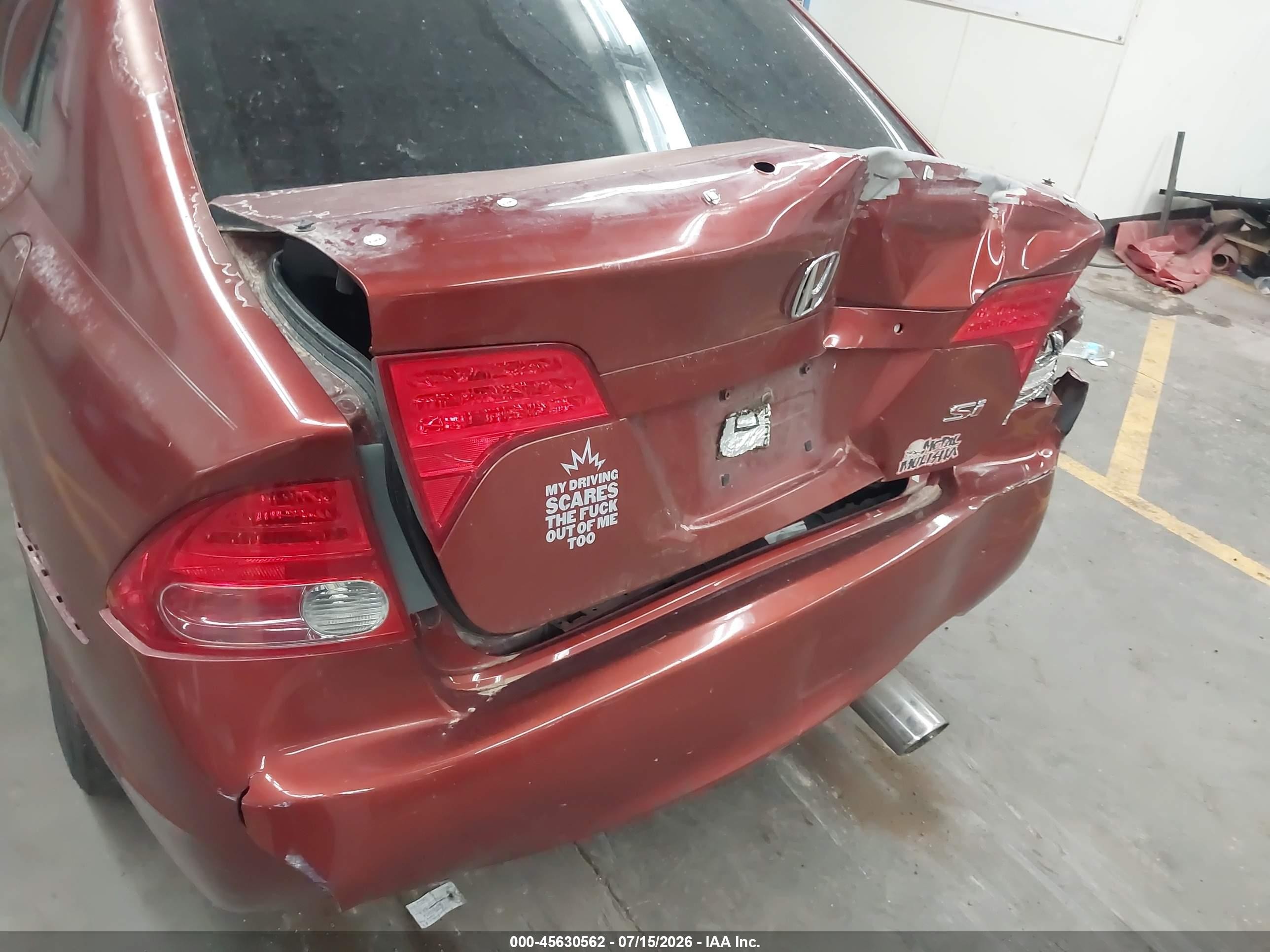 2007 Honda Civic Si Red vin: 2HGFA55557H706395